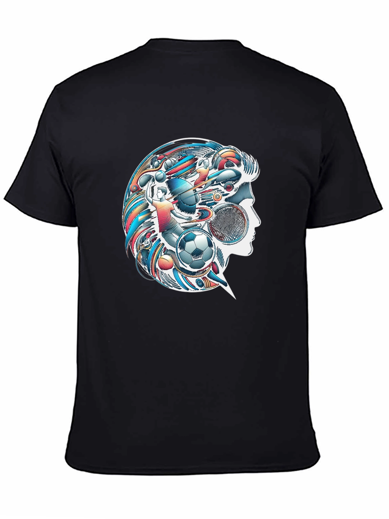 Black Creative Soccer Mind T-Shirt view 4