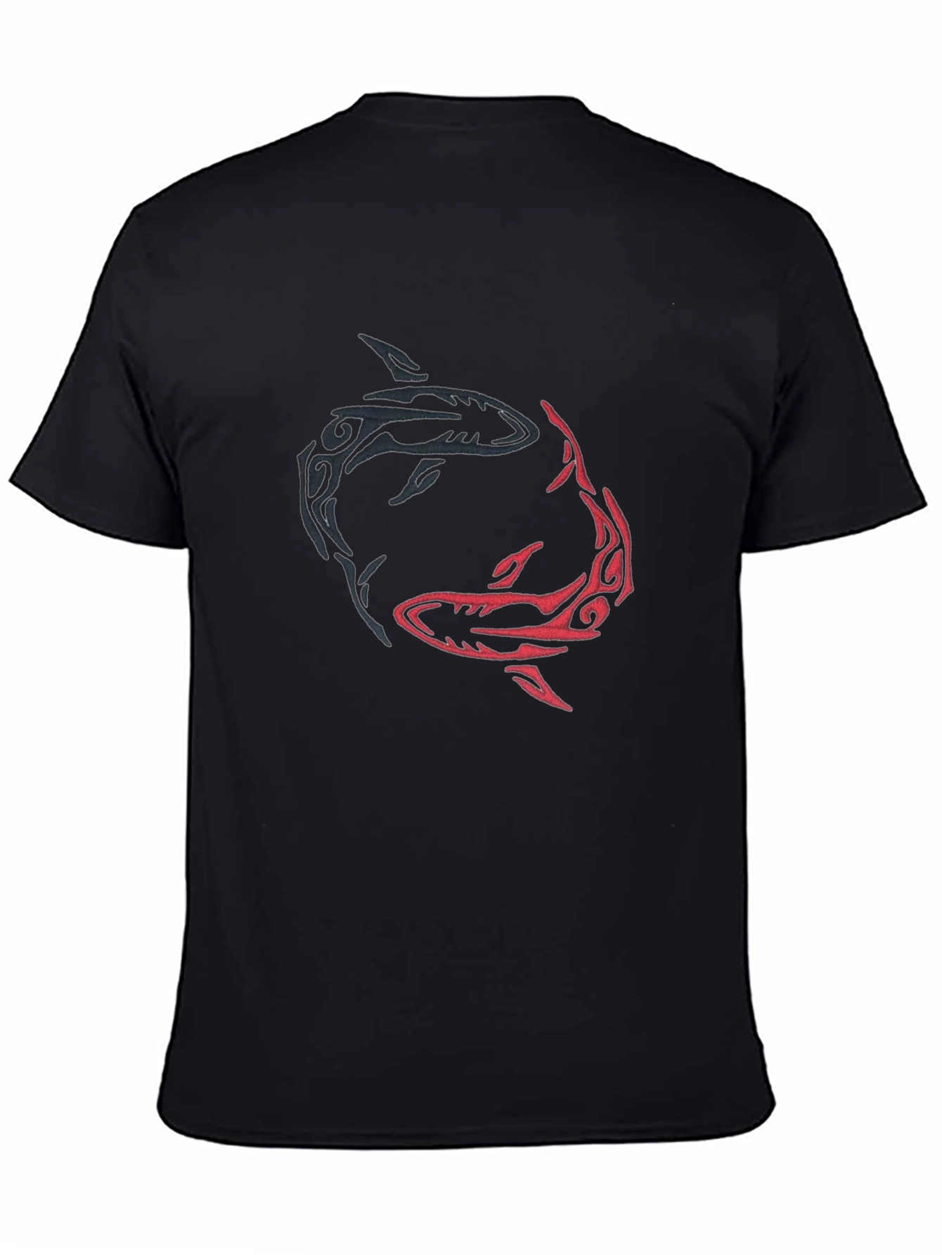 Black Yin Yang Sharks Graphic Tee - Black Cotton Blend view 4