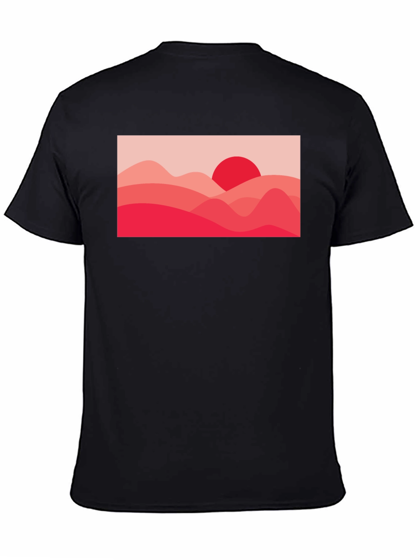 Black Red Landscape Graphic Tee - Modern Art T-Shirt view 4