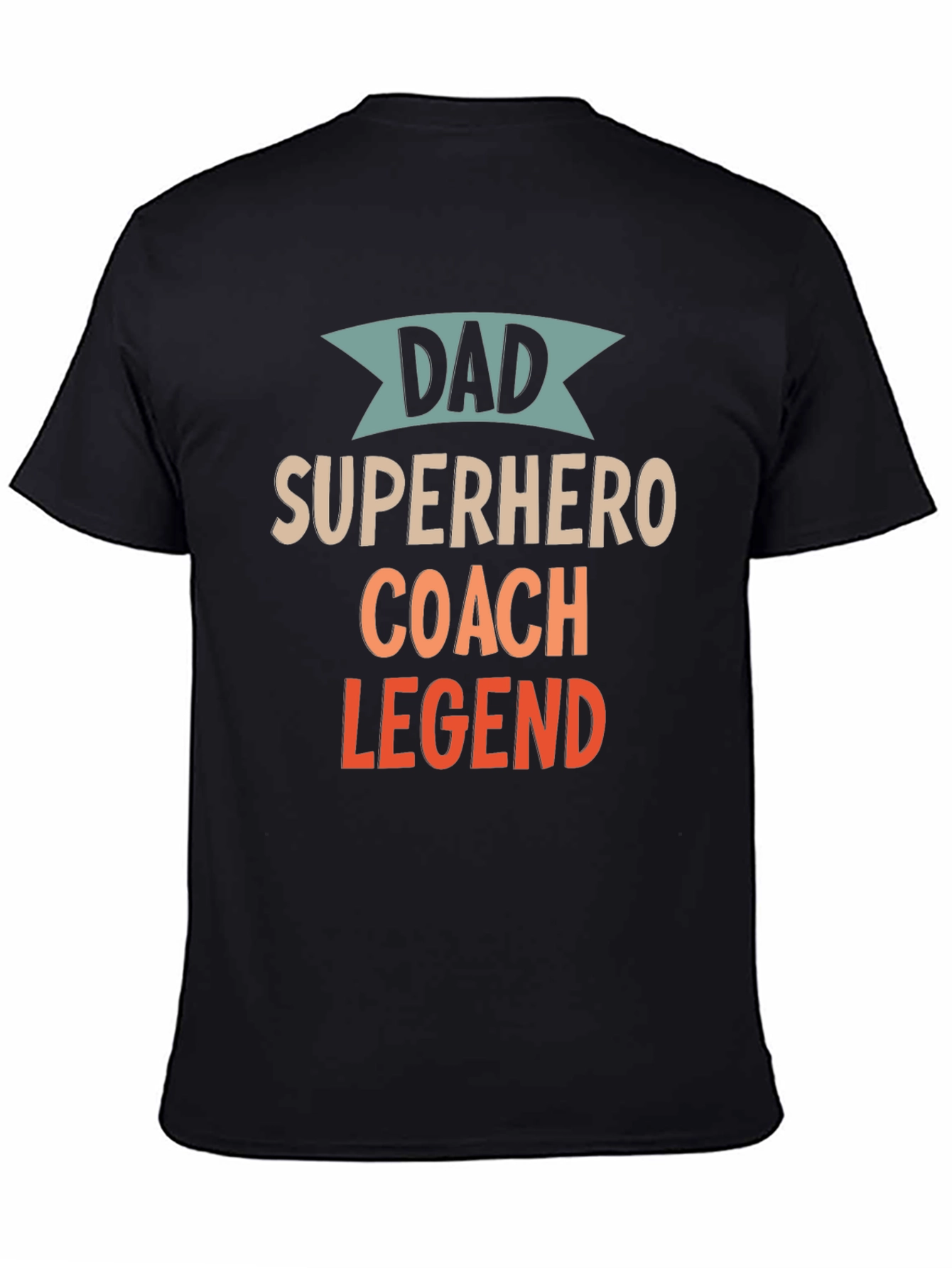 Black Dad Superhero Coach Legend T-Shirt view 4