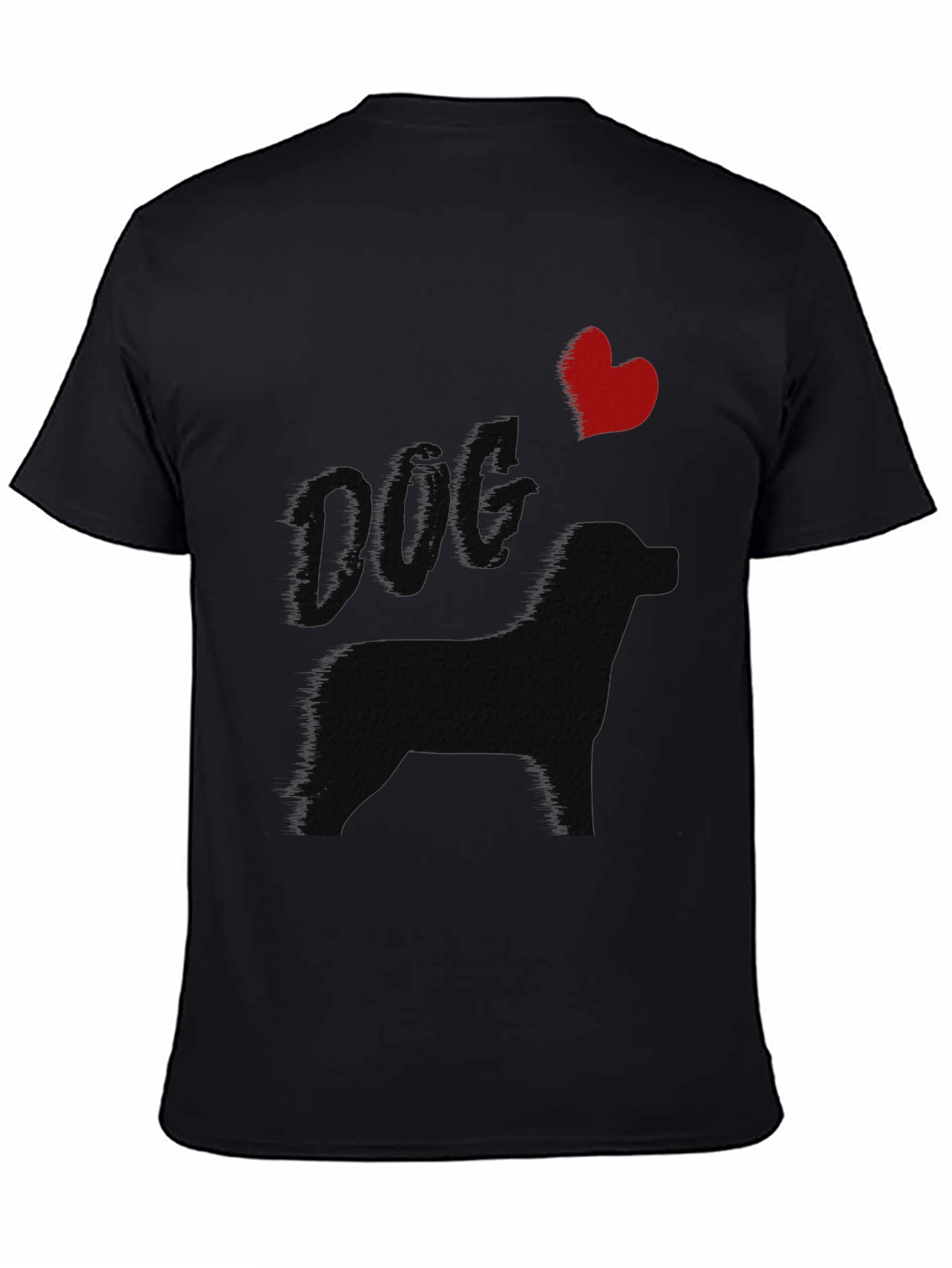Black I Heart Dog T-Shirt - Unisex Crew Neck view 4
