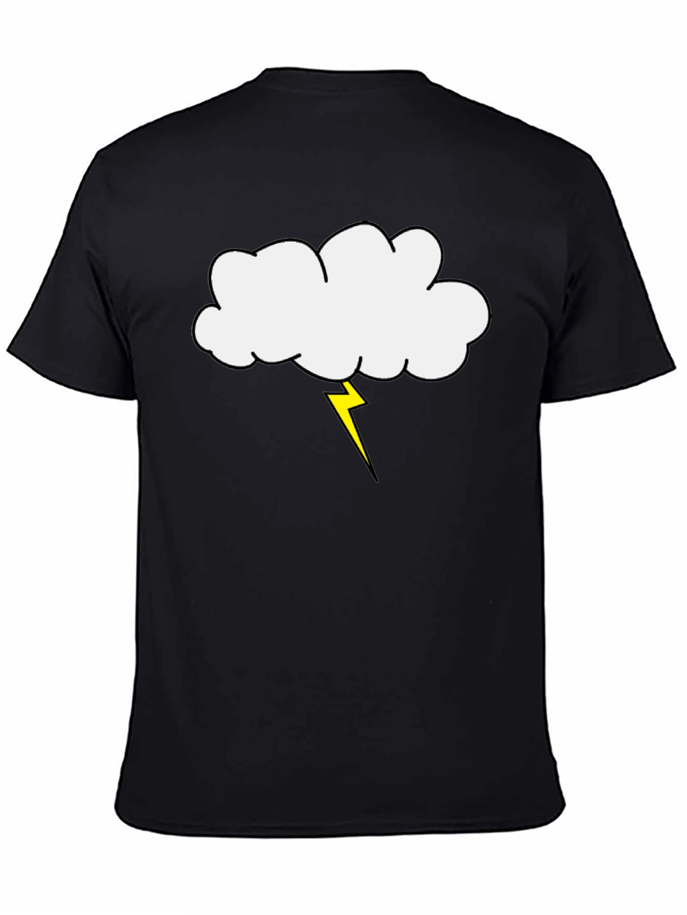Black Cloud and Lightning Bolt Graphic Tee - Black view 4