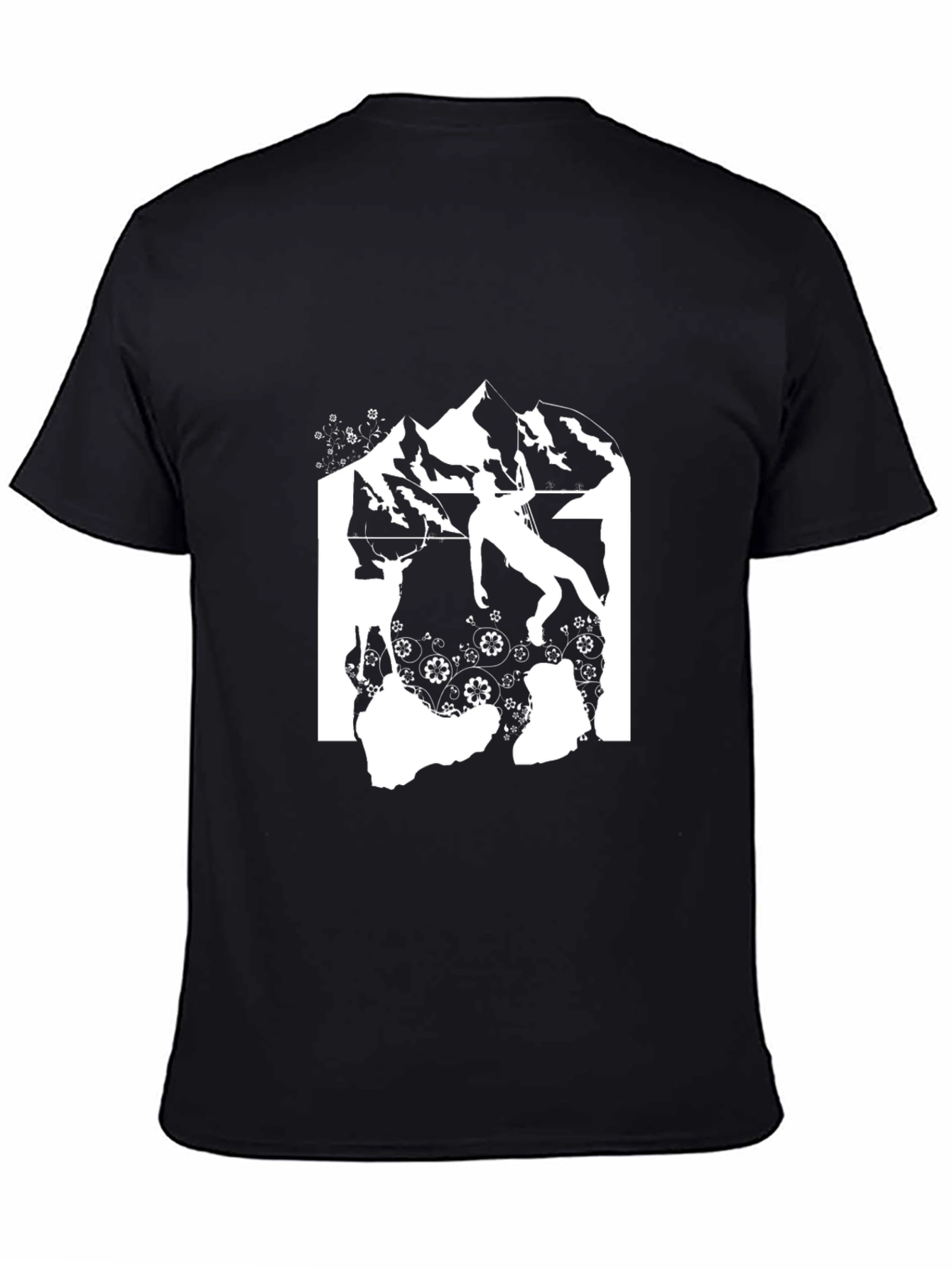 Black Mountain Climber Graphic Tee - Black Cotton T-Shirt view 4