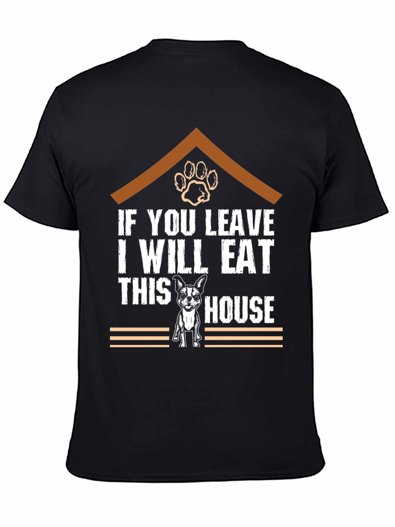 Black Funny Dog Eat House T-Shirt view 4