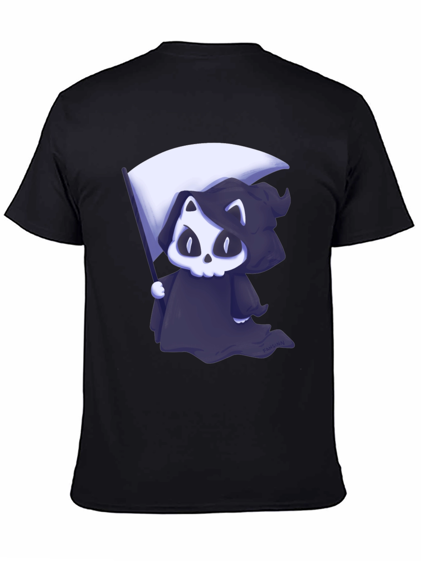Black Grim Reaper Cat Graphic Tee view 4