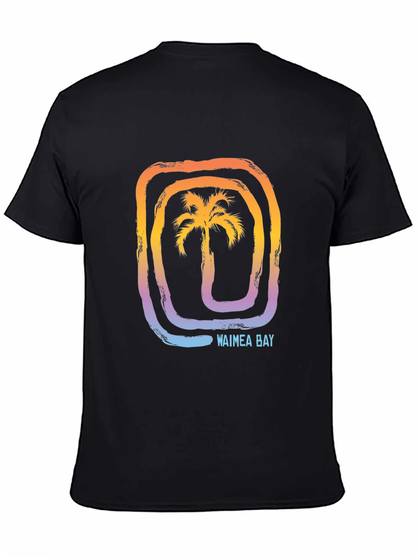 Black Waimea Bay Palm Tree Graphic T-Shirt - Black view 4