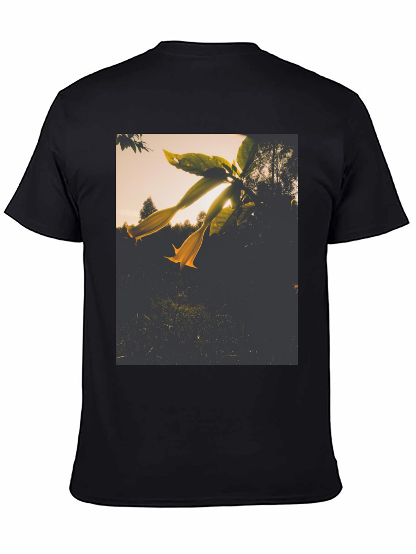 Floral Graphic Tee - Black Cotton Blend - 4