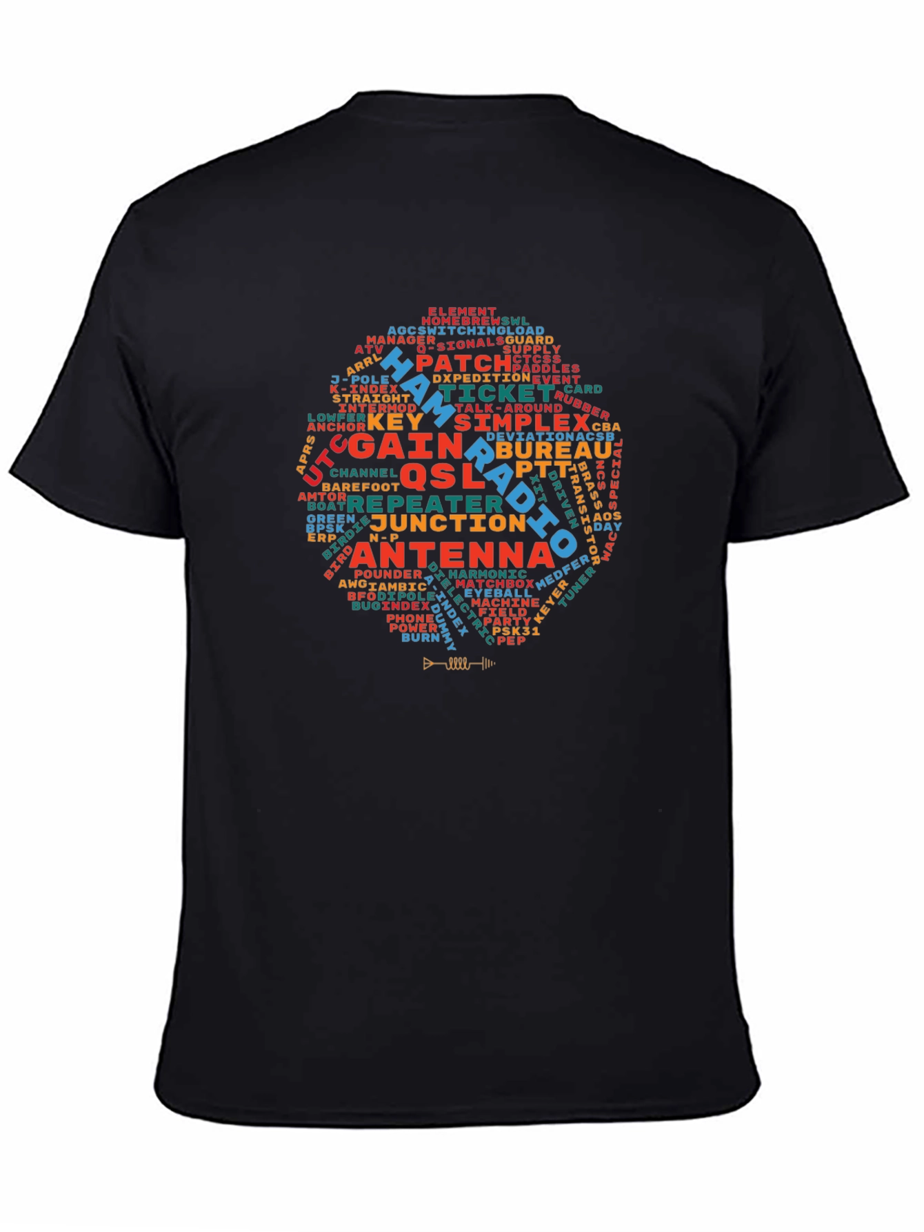 Black Ham Radio Operator T-Shirt - Amateur Radio Word Cloud Design view 4