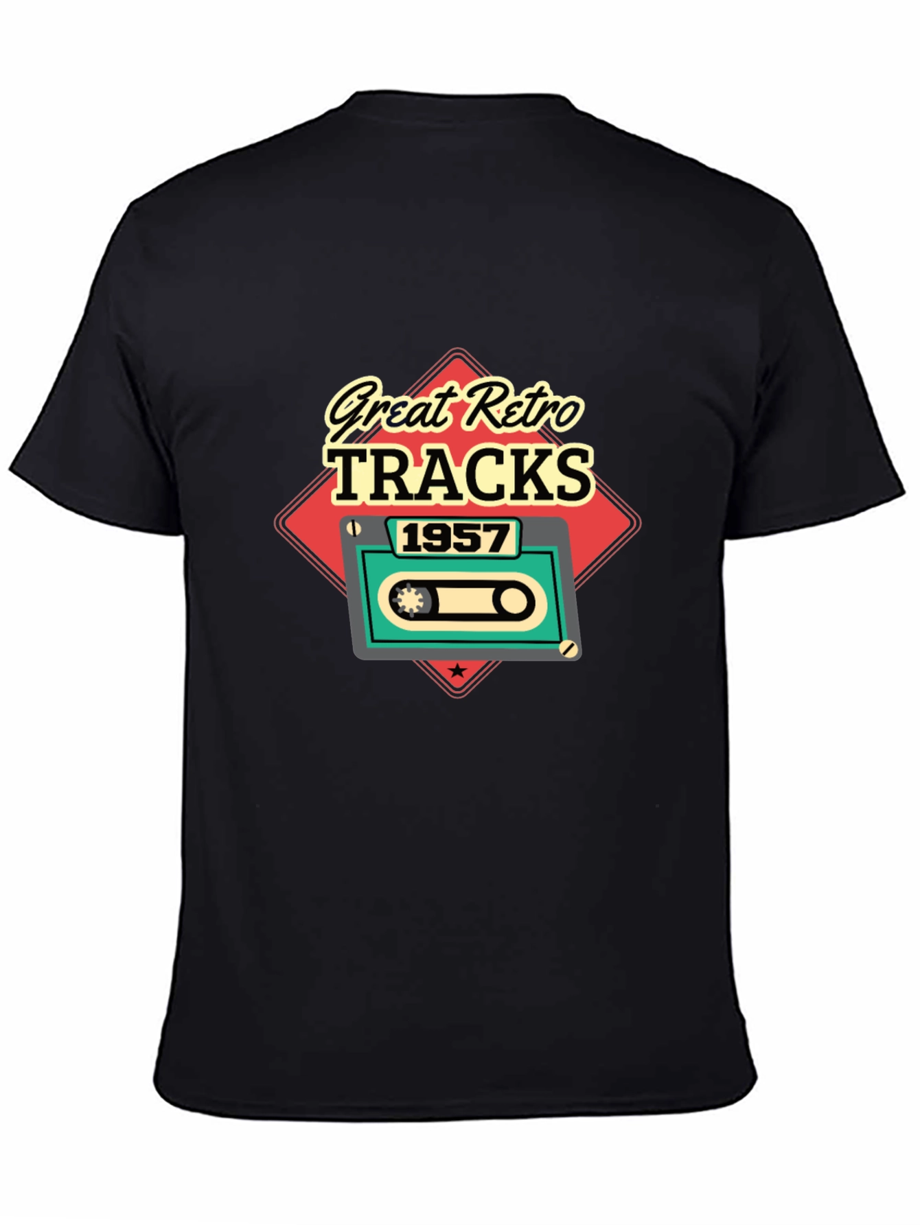 Black Great Retro Tracks 1957 Graphic Tee view 4