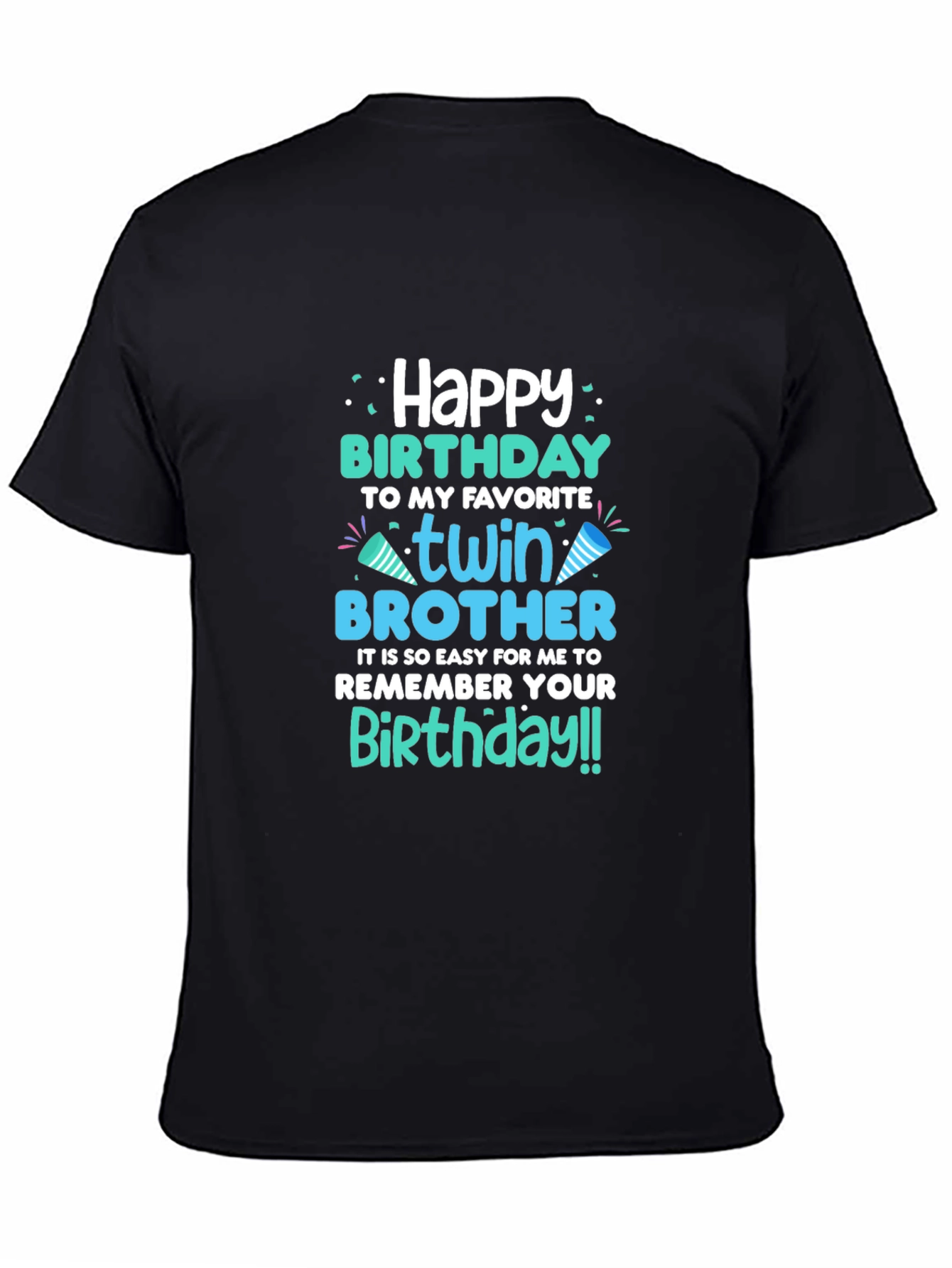 Black Twin Brother Birthday T-Shirt view 4