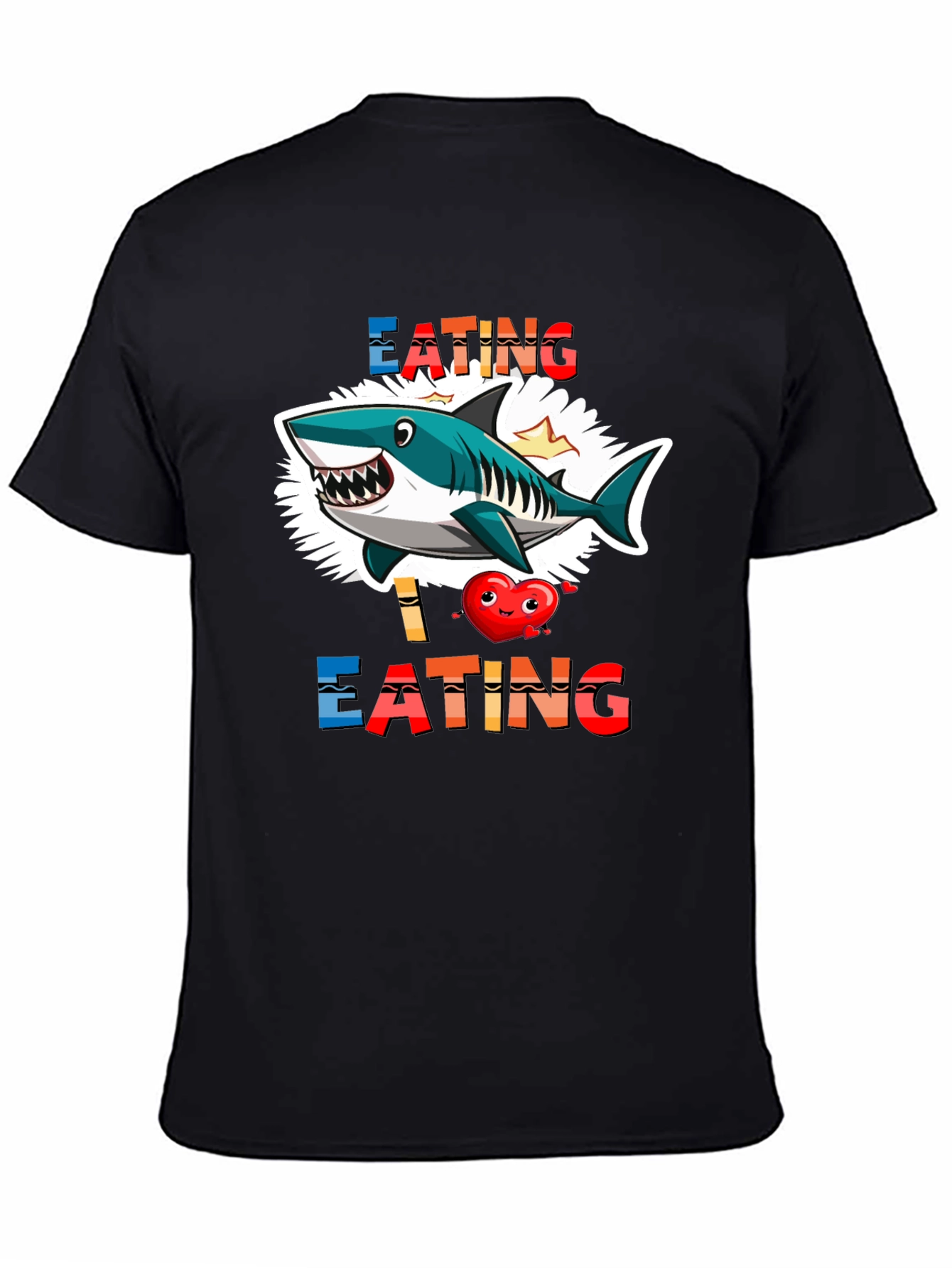 Black Shark Eating Heart Graphic Tee - Funny T-Shirt view 4