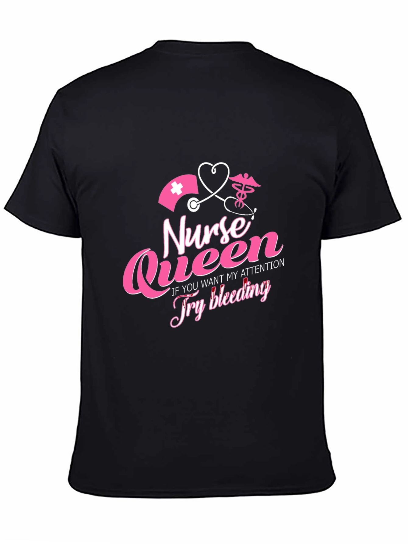 Black Nurse Queen Funny Graphic T-Shirt view 4