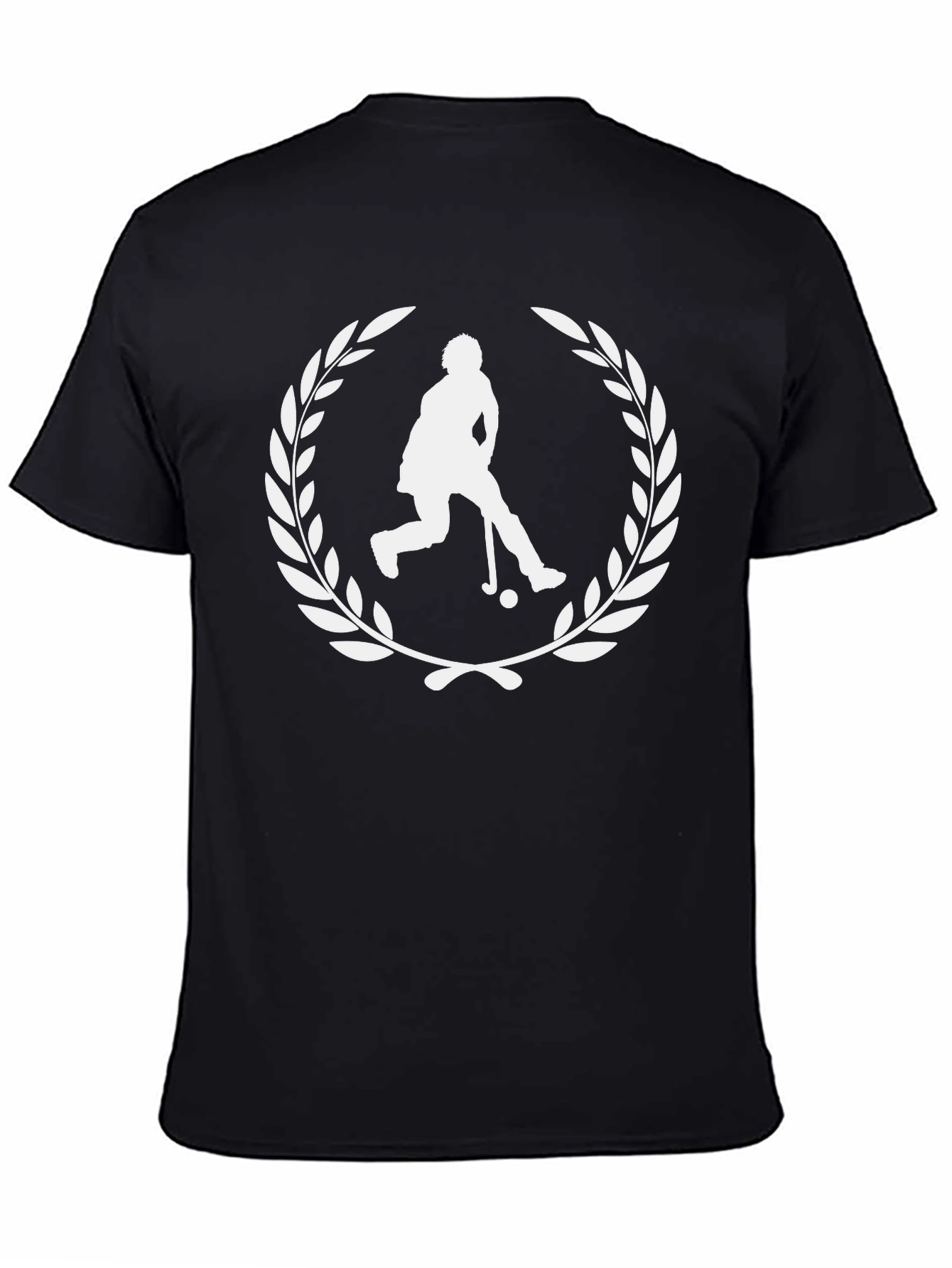 Black Hockey Player Laurel Wreath Graphic Tee - Black view 4