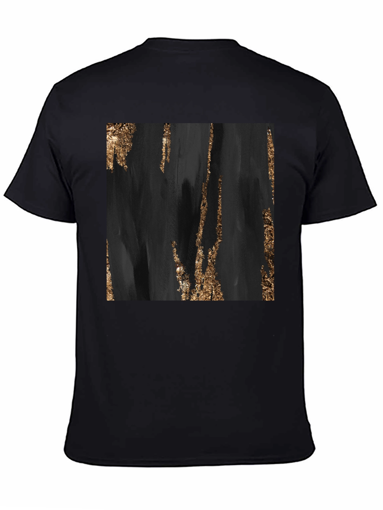 Black Abstract Gold Foil Print Black T-Shirt view 4