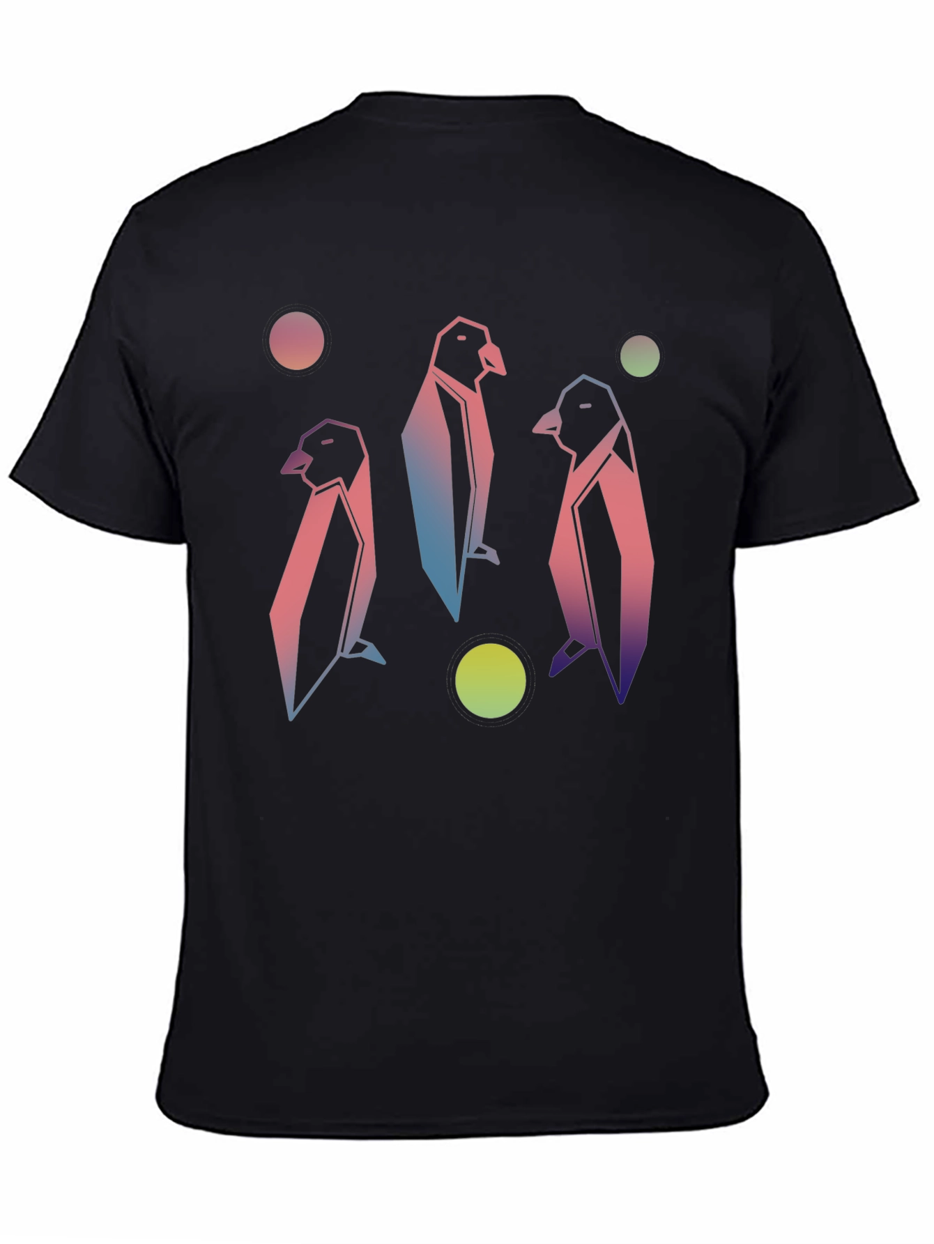 Black Geometric Penguin Graphic Tee - Trendy Style view 4