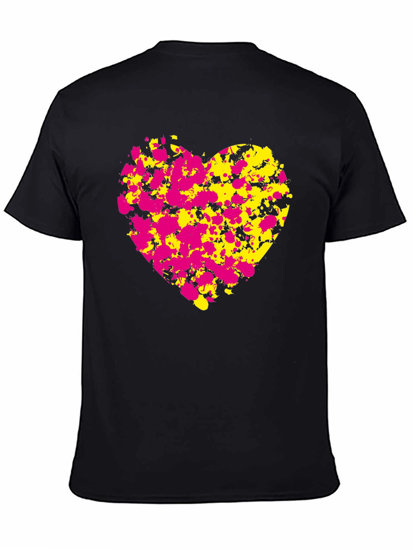Black Abstract Heart Splatter T-Shirt - Black view 4