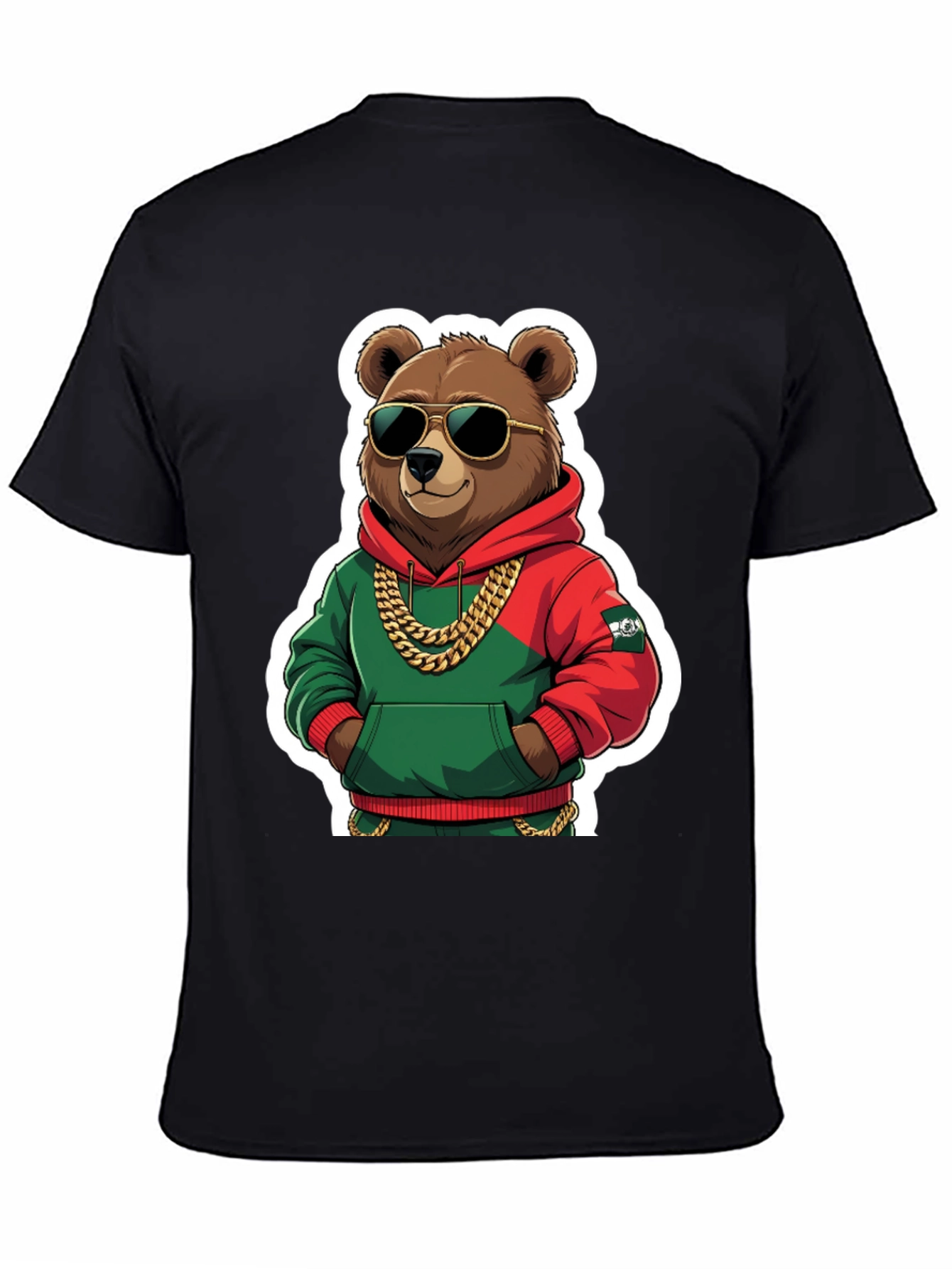 Black Cool Bear T-Shirt - Hip Hop Style view 4