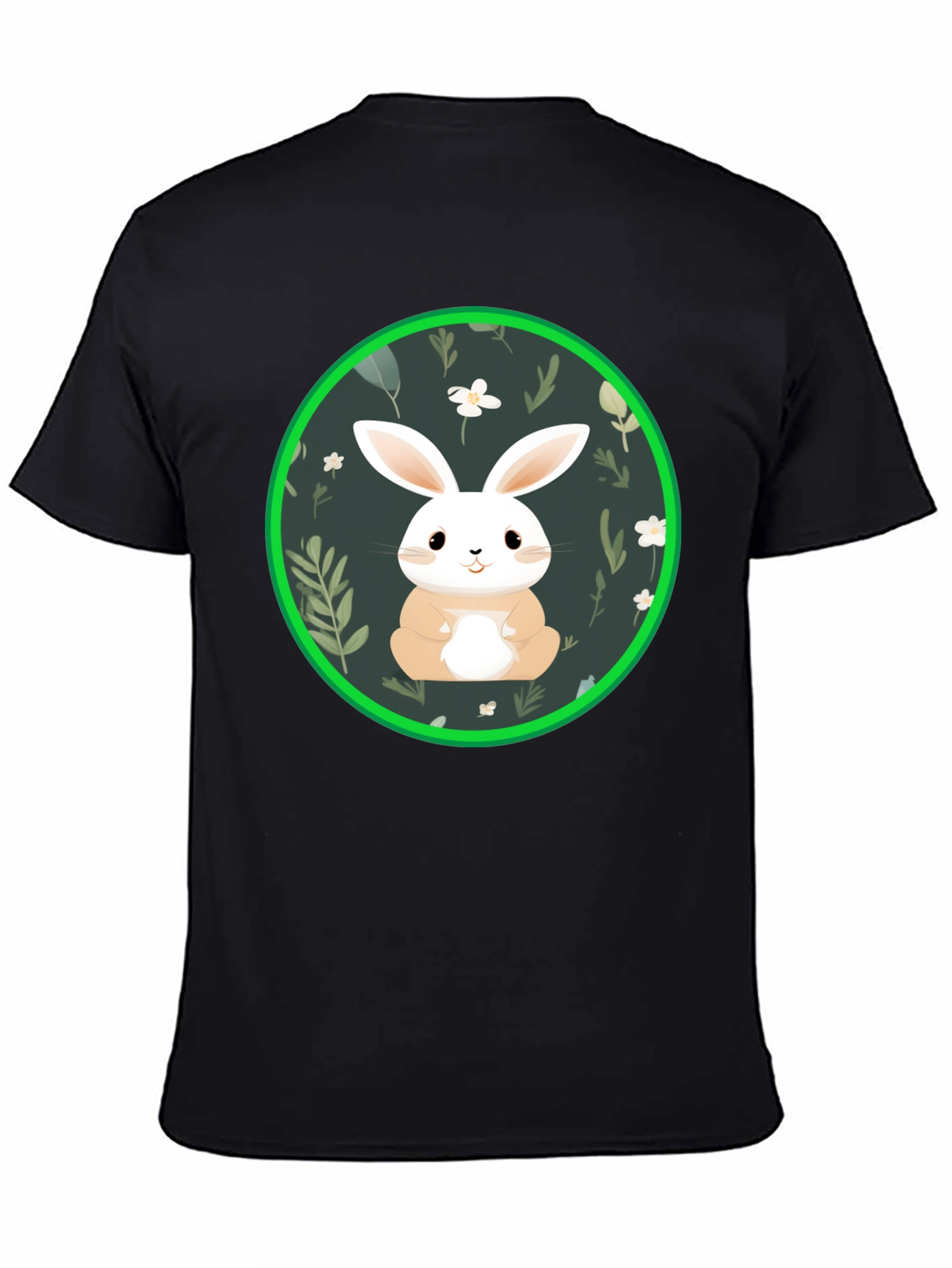 Black Cute Bunny Graphic Tee - Black view 4
