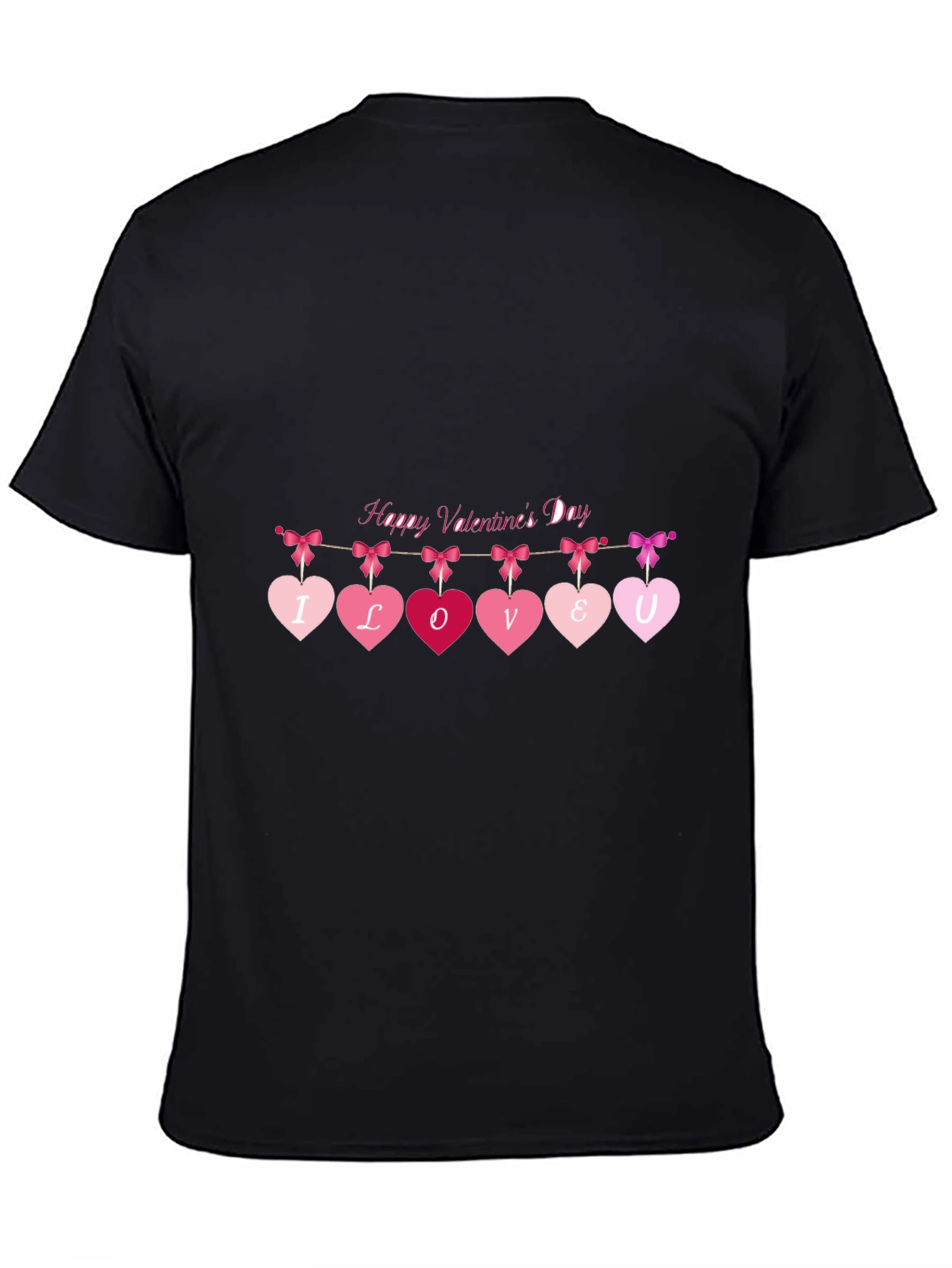 Black Valentine's Day Heart Banner Graphic Tee view 4