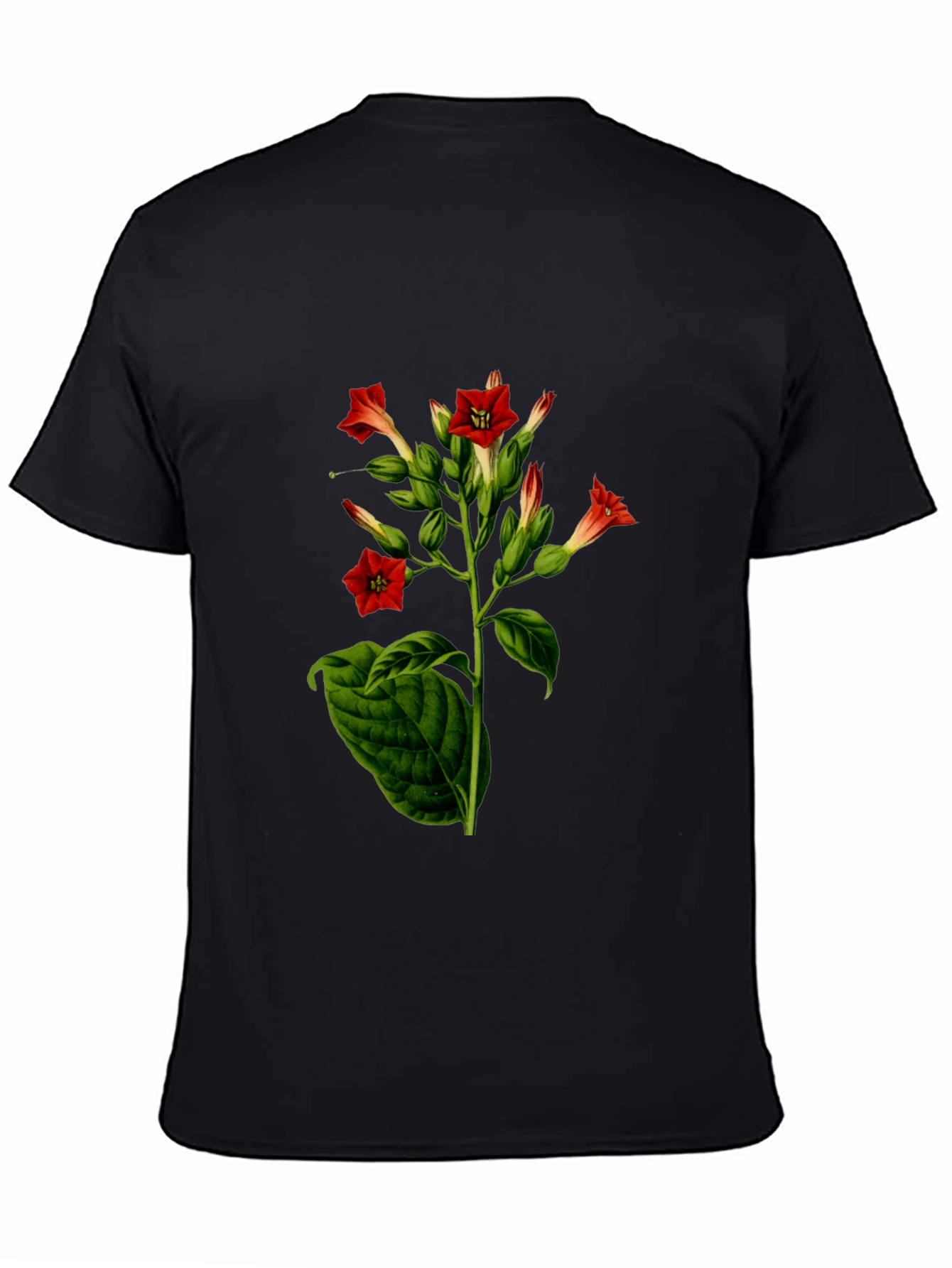 Black Floral Botanical Black T-Shirt view 4