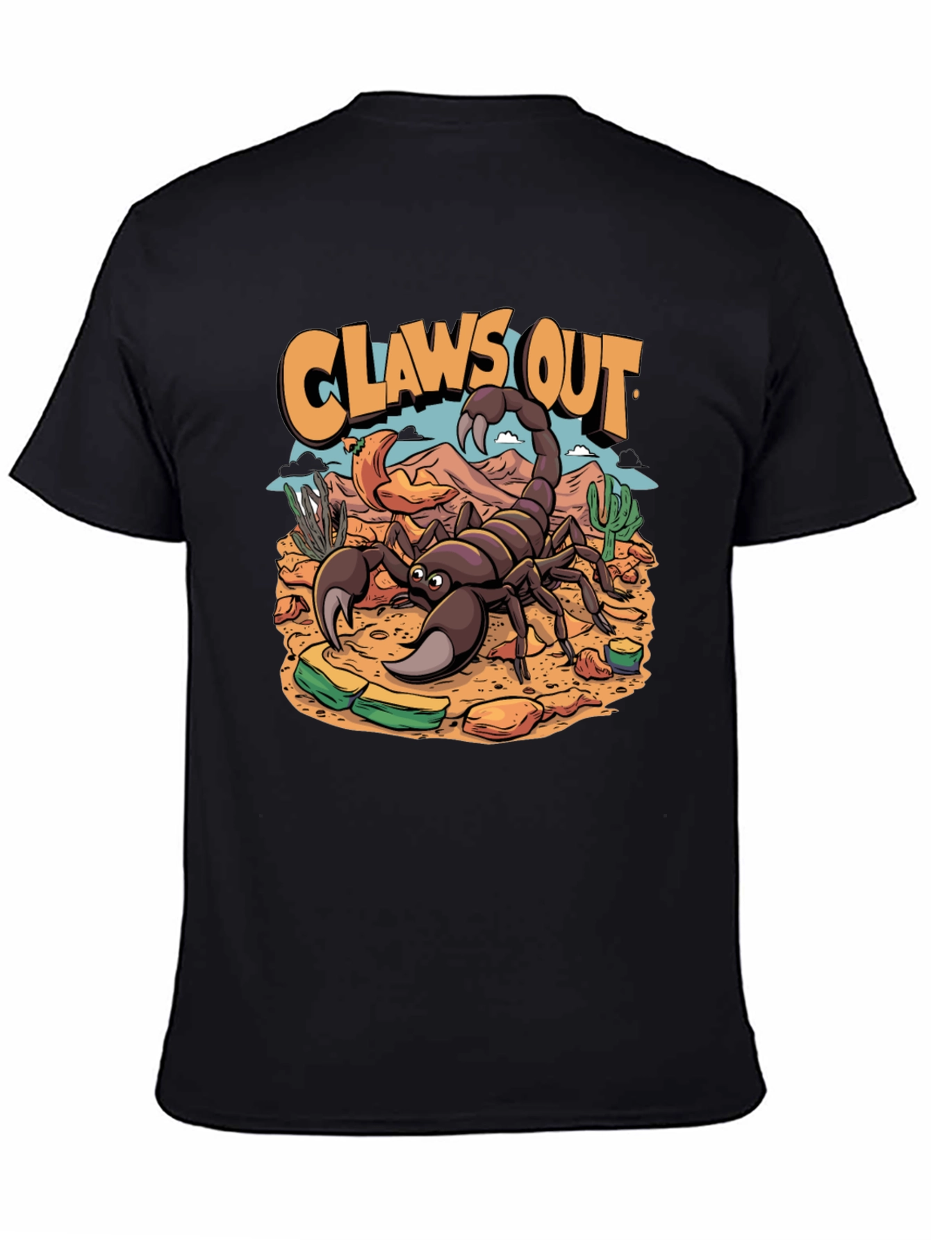 Black Claws Out Scorpion T-Shirt - Desert Design view 4