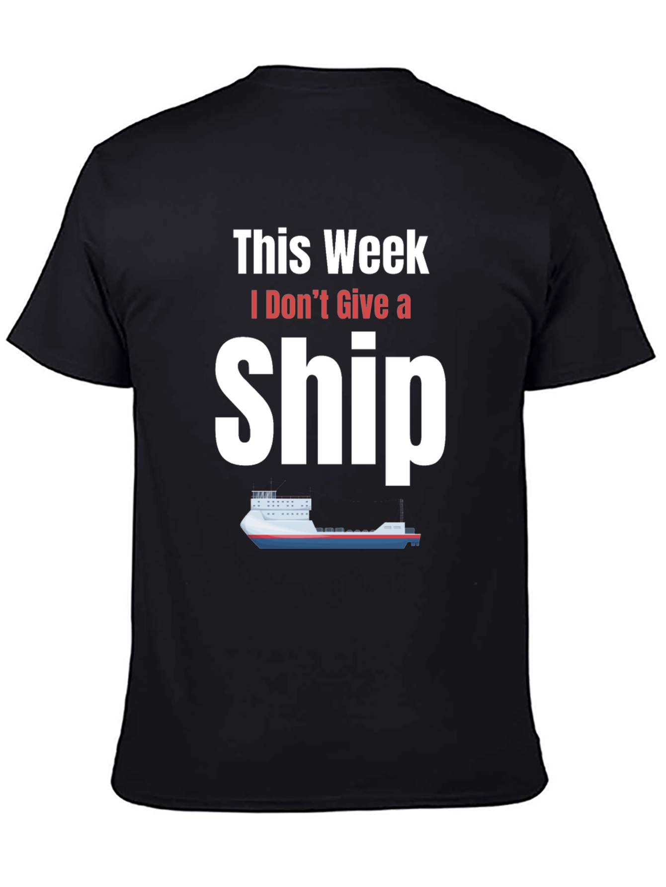 Black Funny 'I Don't Give a Ship' Graphic T-Shirt view 4