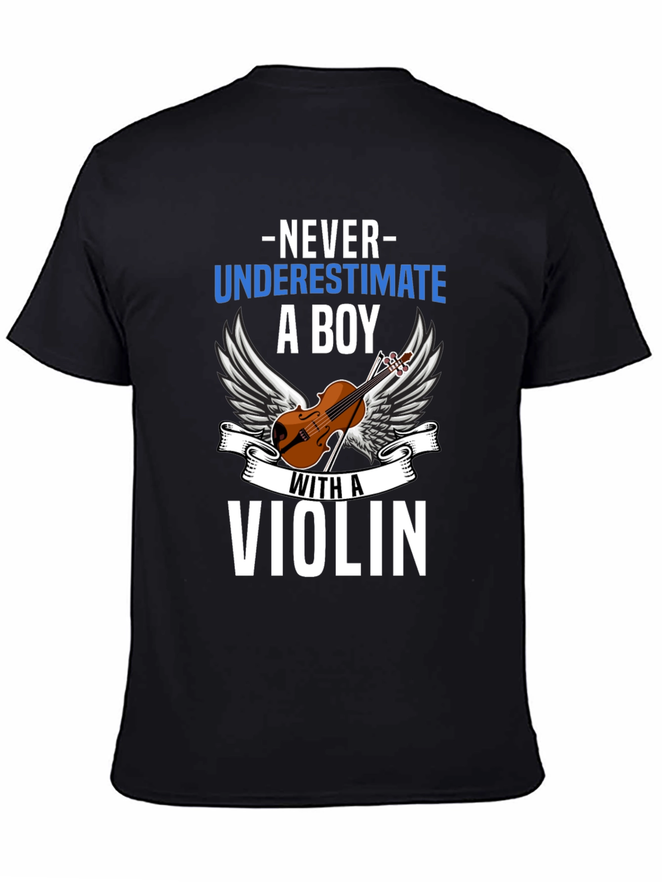 Black Never Underestimate a Boy With a Violin T-Shirt view 4