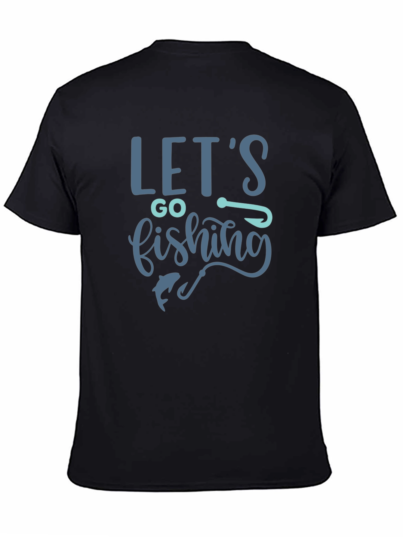 Black Let's Go Fishing Graphic T-Shirt view 4