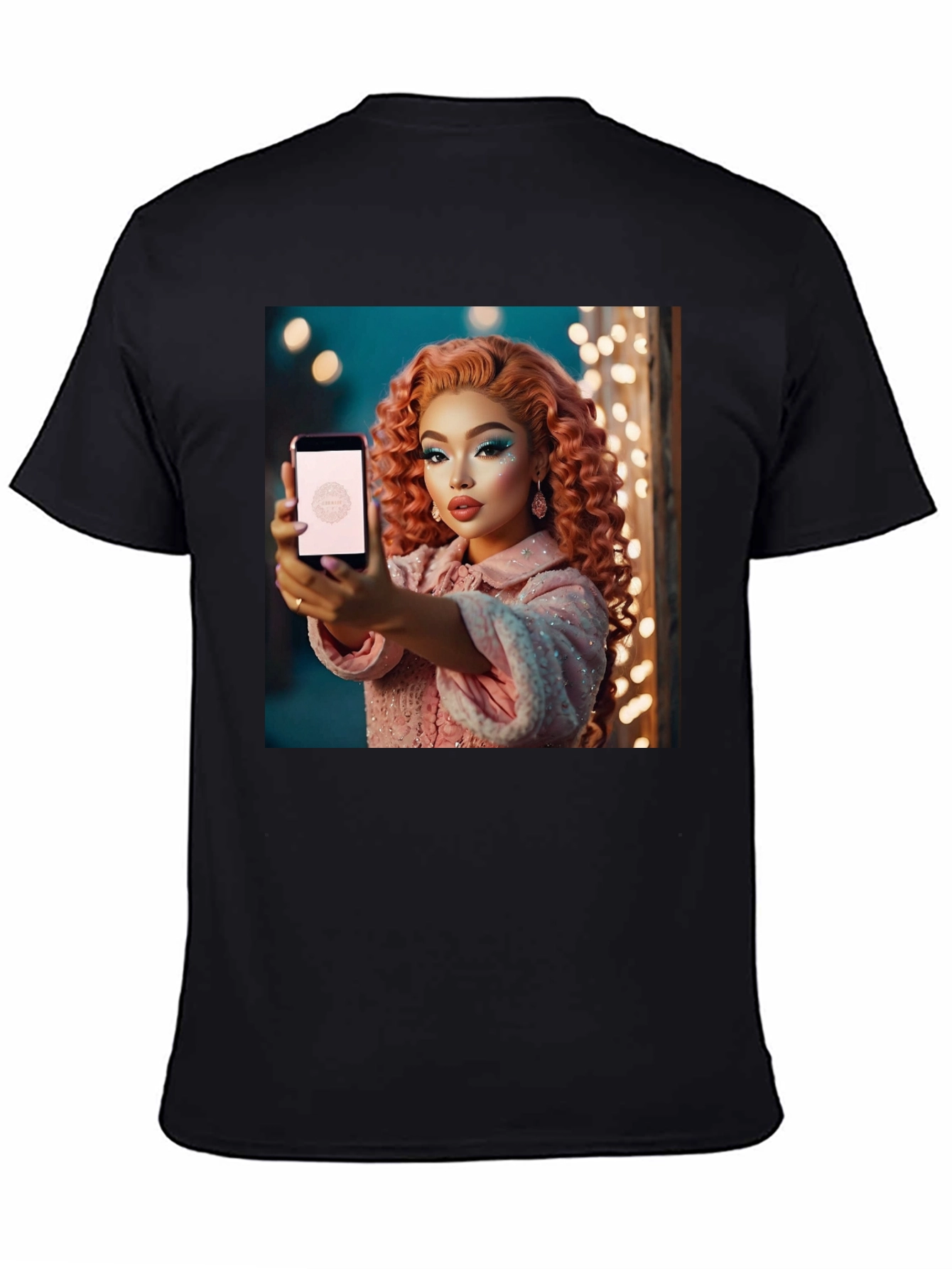 Black Stylish Black T-Shirt with Glamorous Woman Graphic view 4