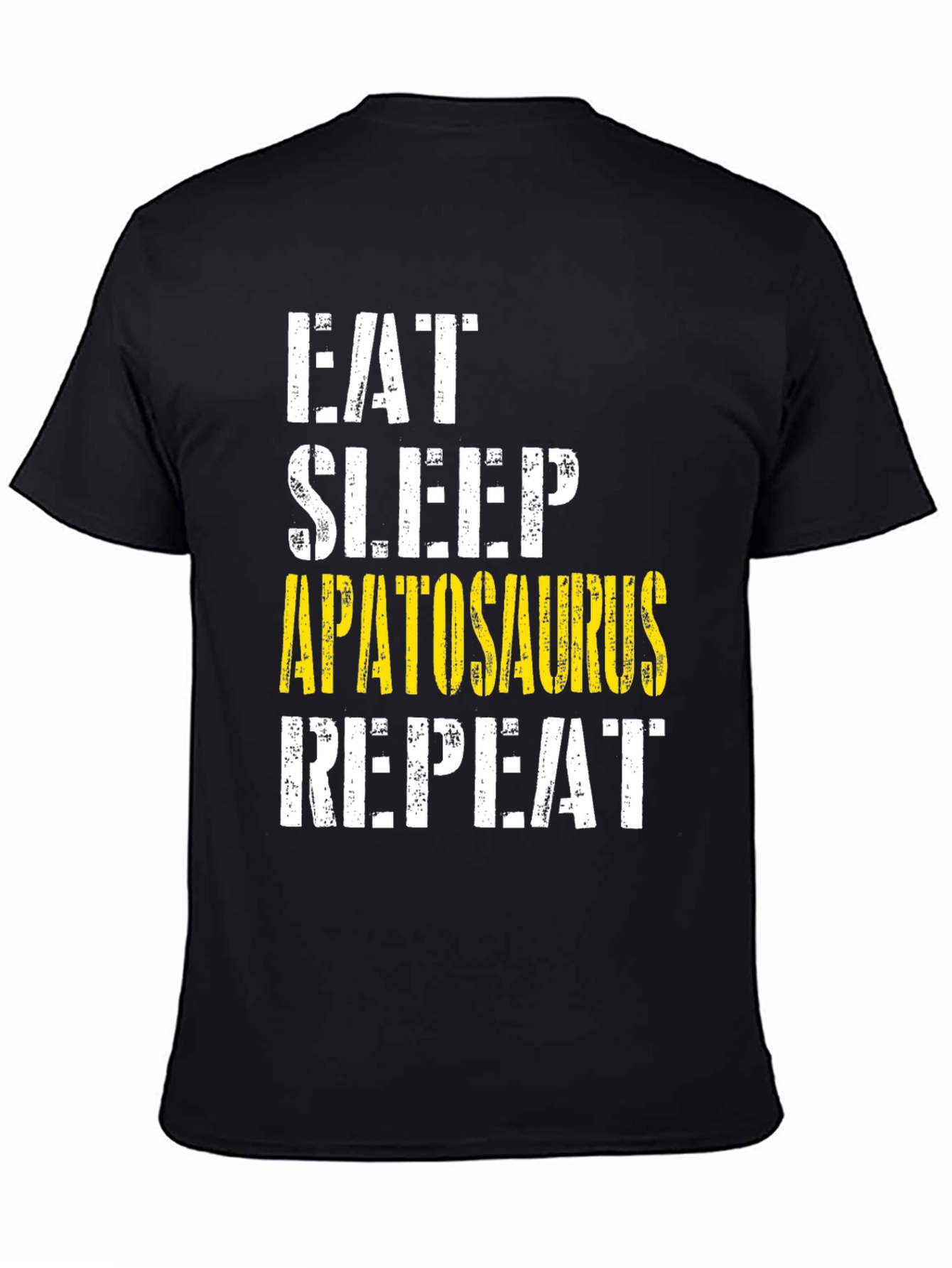 Black Eat Sleep Apatosaurus Repeat Graphic Tee view 4