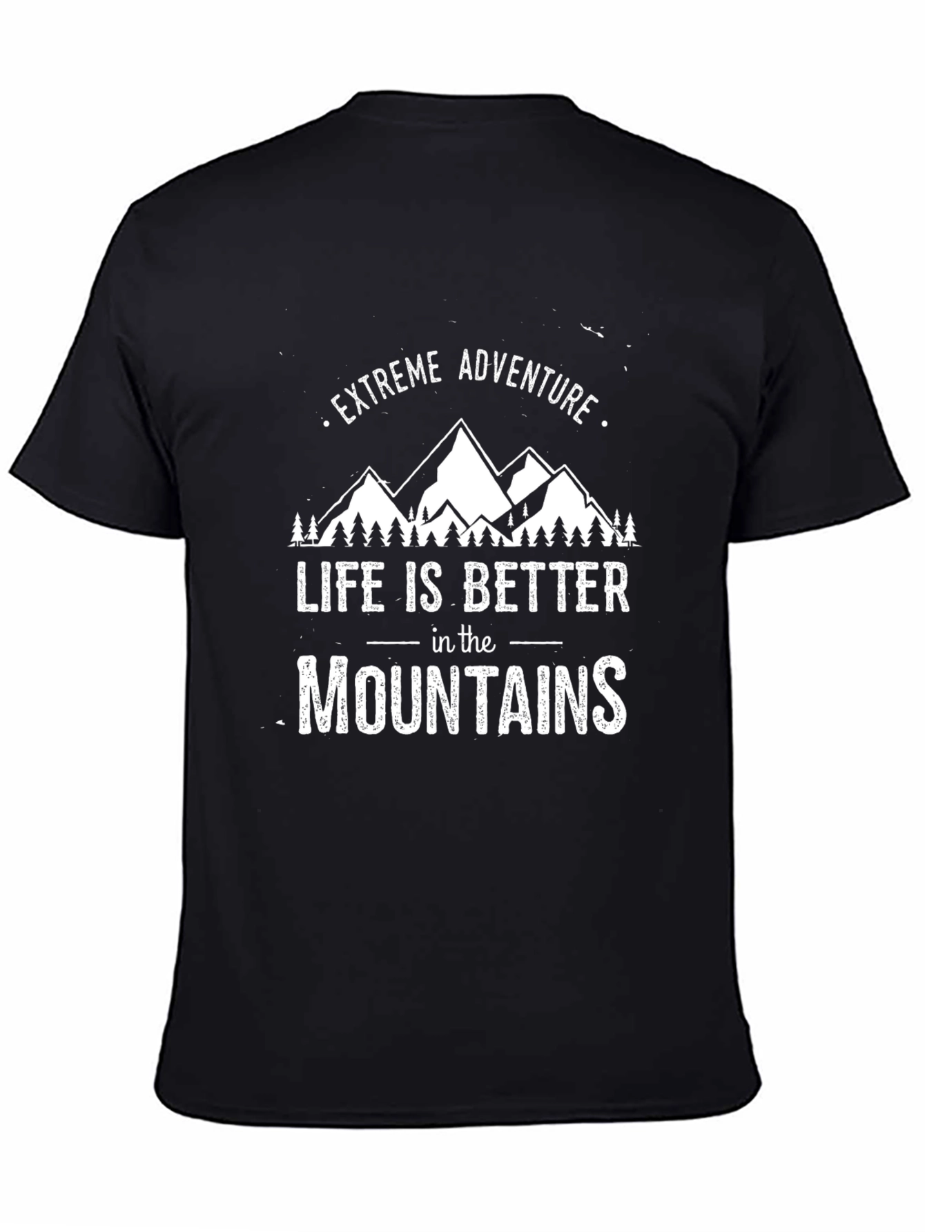 Black Extreme Adventure Mountain Graphic T-Shirt view 4