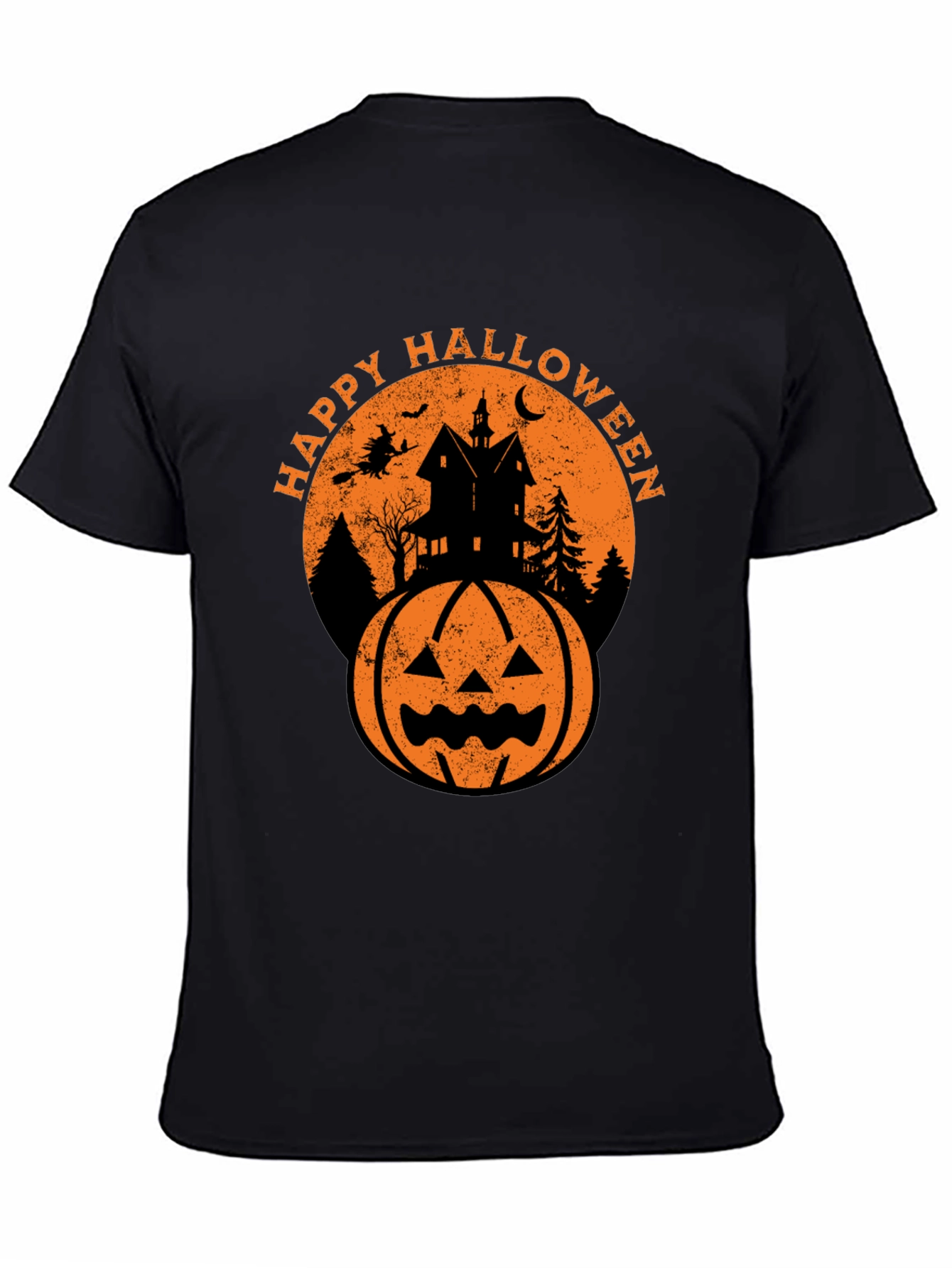 Black Happy Halloween Graphic Tee - Spooky Season Shirt view 4