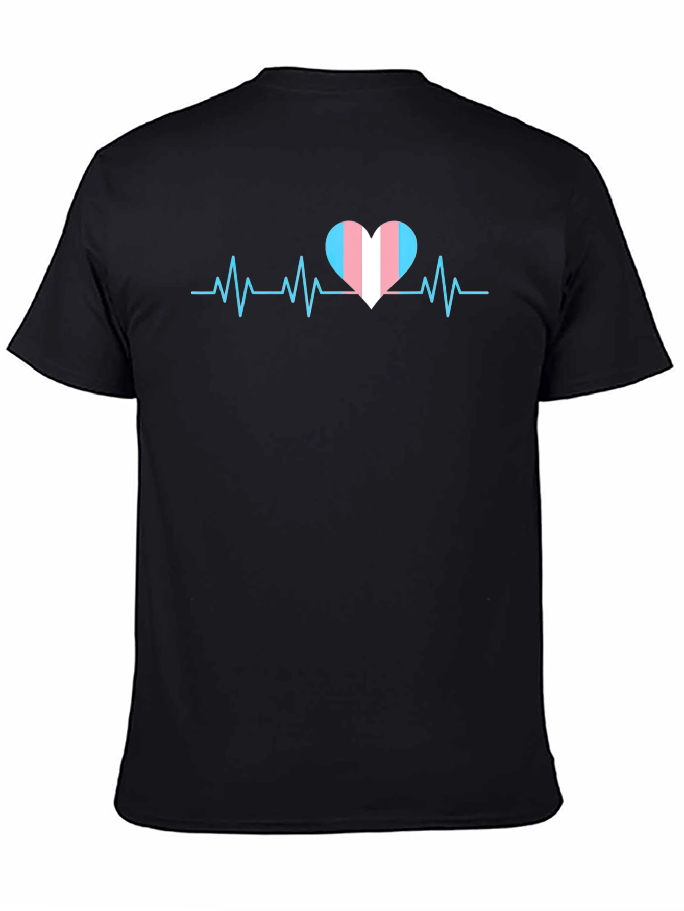 Black Transgender Pride Heartbeat T-Shirt - Black view 4