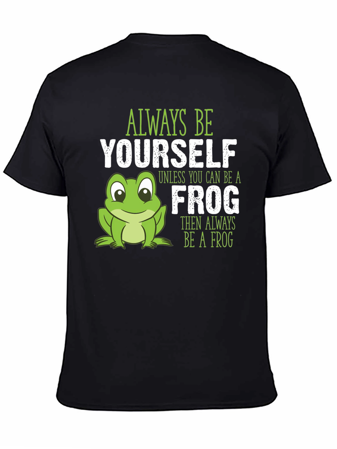 Black Funny Frog Graphic Tee: Always Be Yourself T-Shirt view 4
