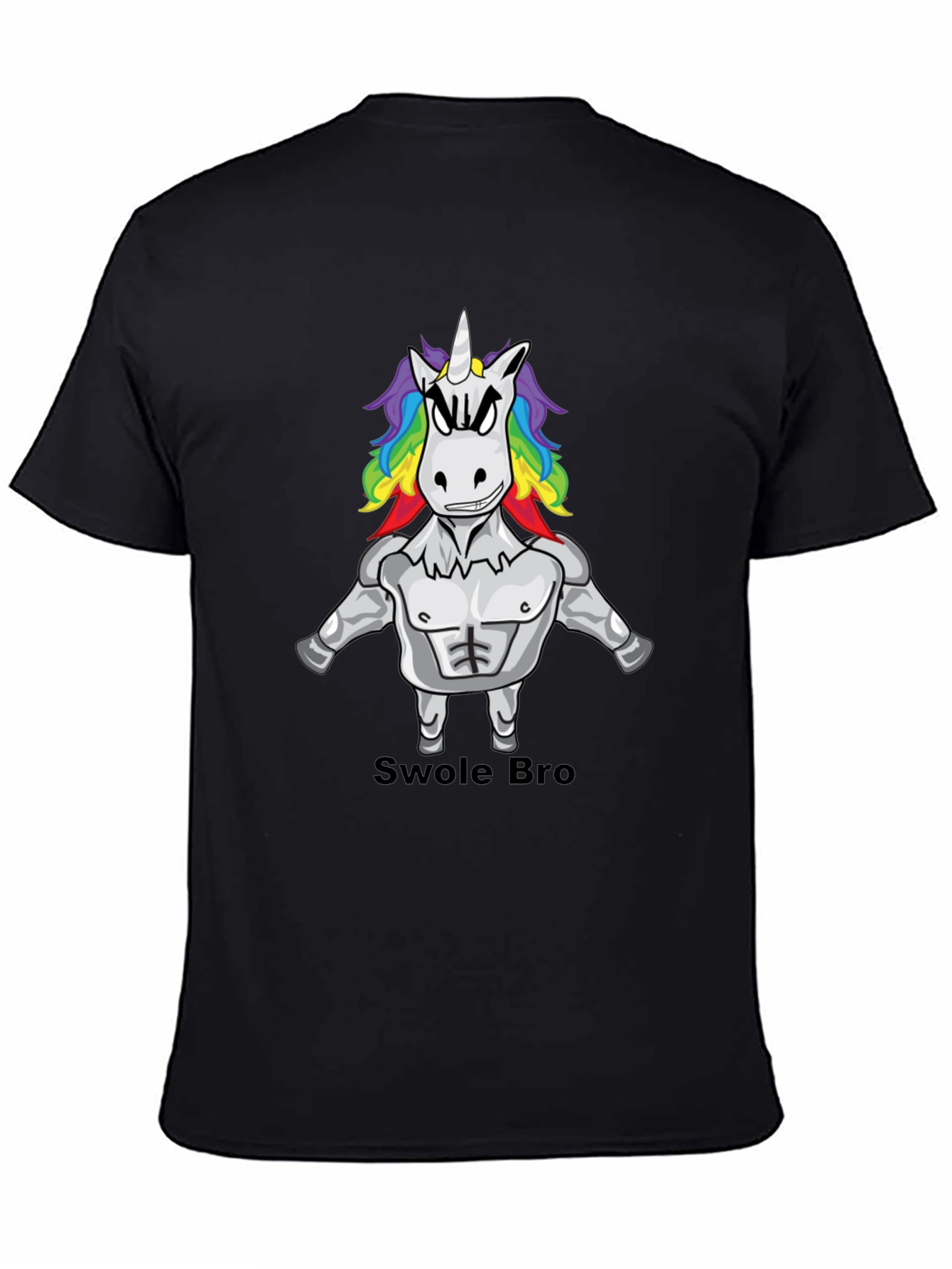 Black Swole Bro Unicorn Graphic Tee - Black view 4