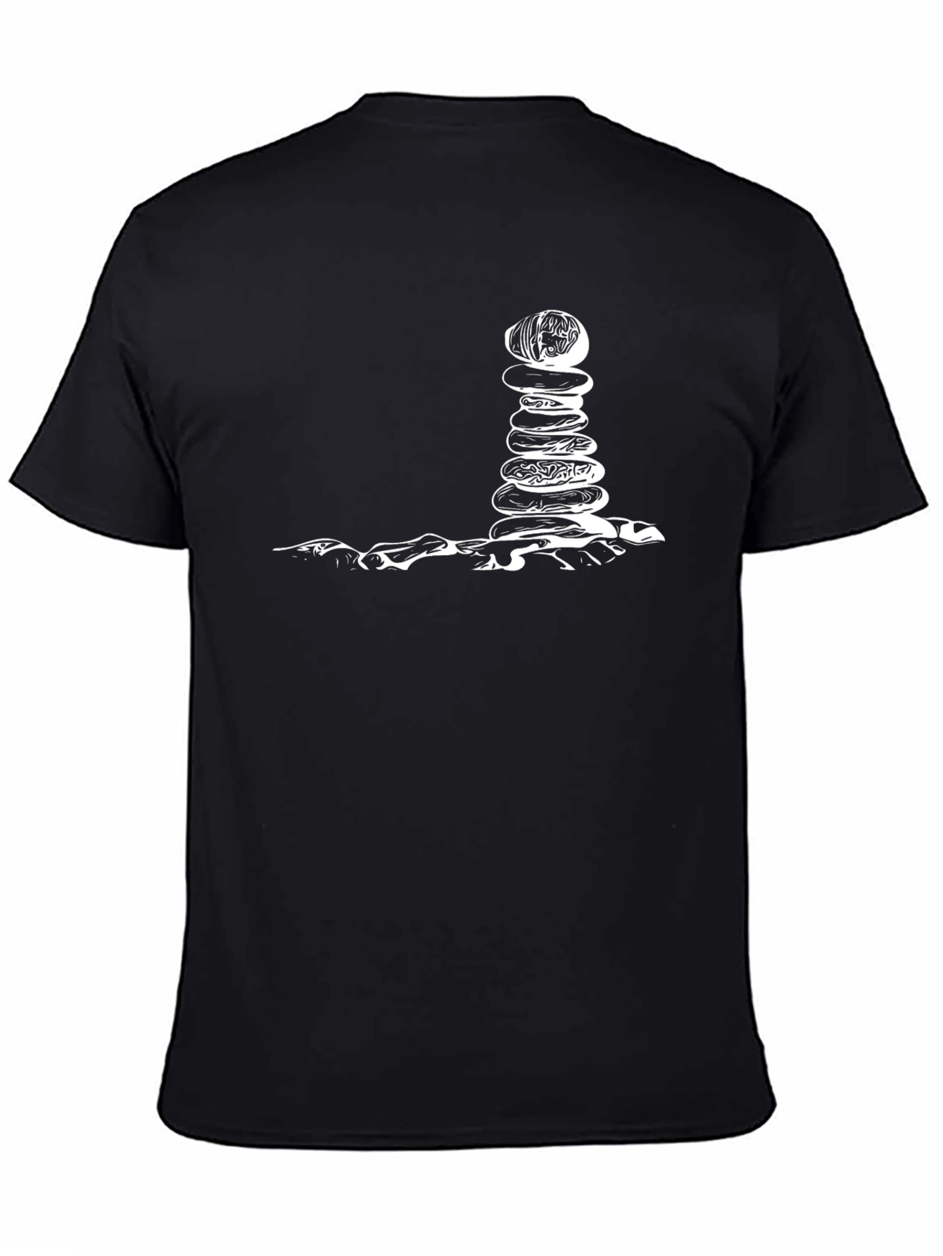 Black Stacked Stone Zen T-Shirt view 4