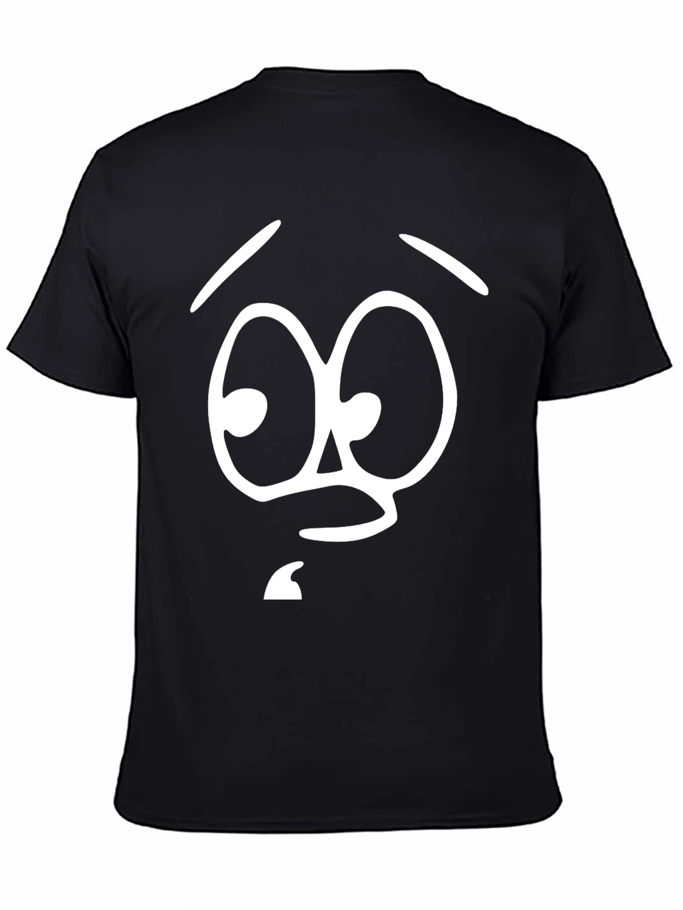Black Funny Cartoon Face Graphic Tee - Black Cotton T-Shirt view 4