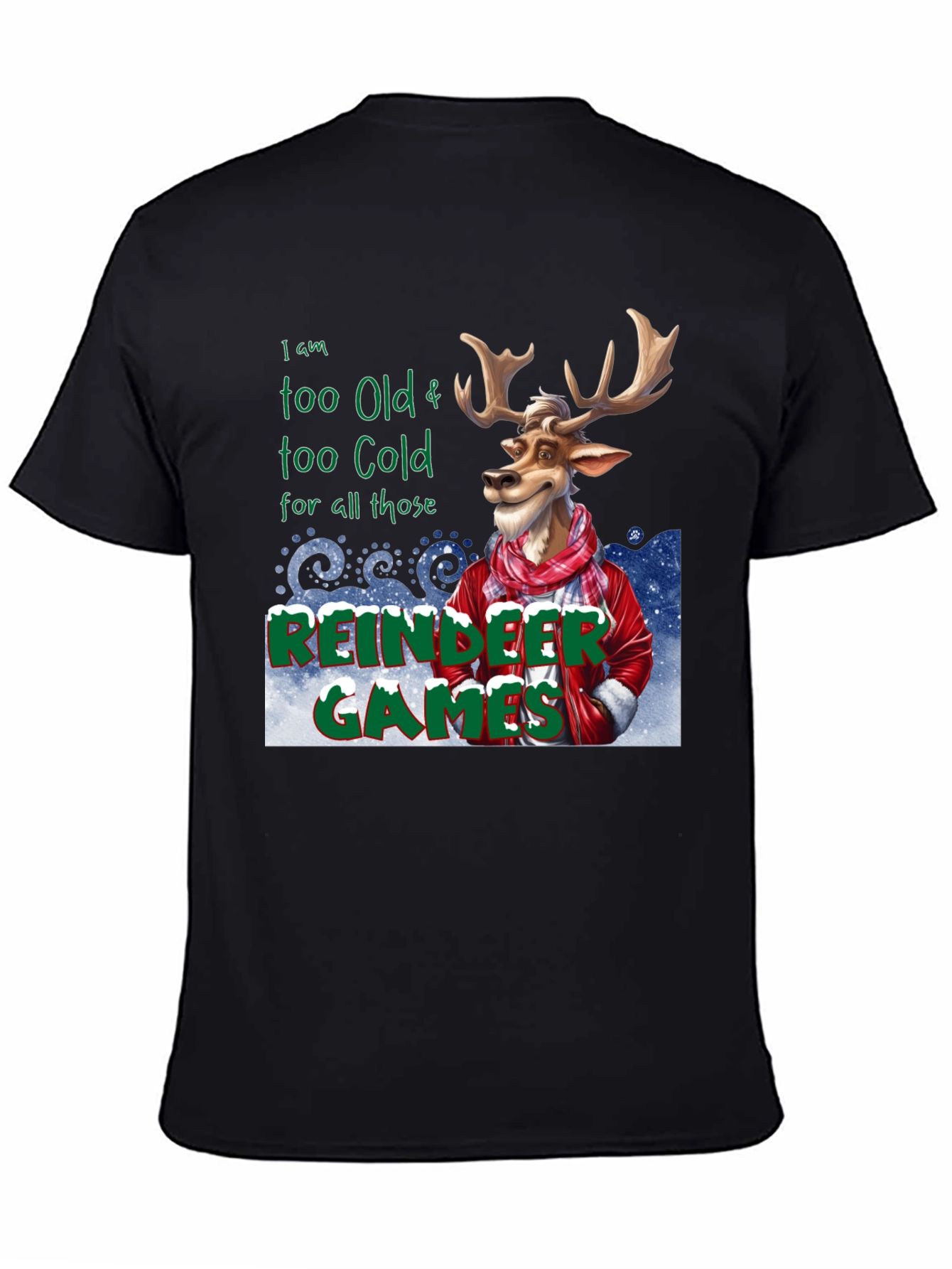 Black Funny Reindeer Games Graphic Tee view 4