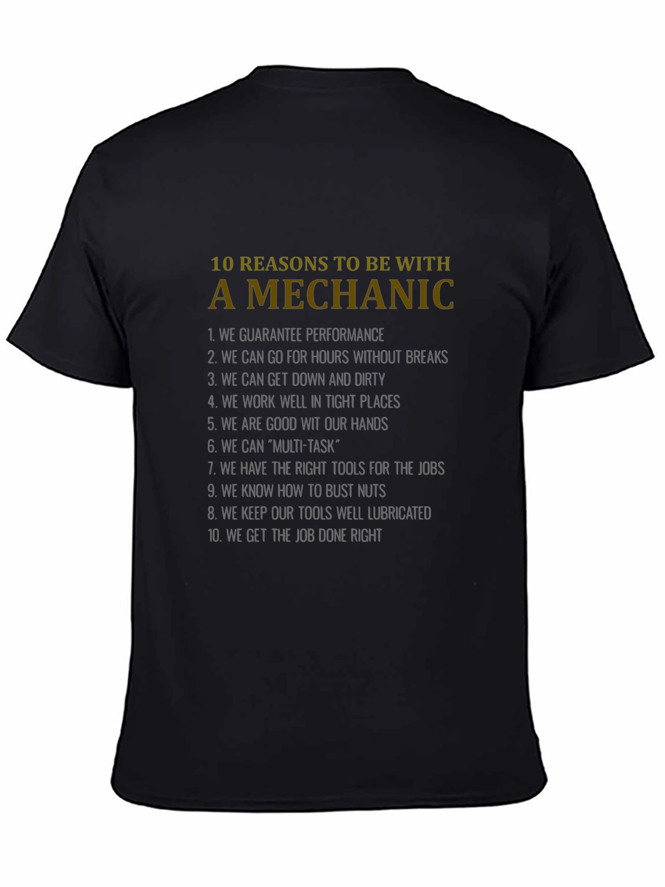 Black 10 Reasons Mechanic T-Shirt - Funny Mechanic Gift view 4