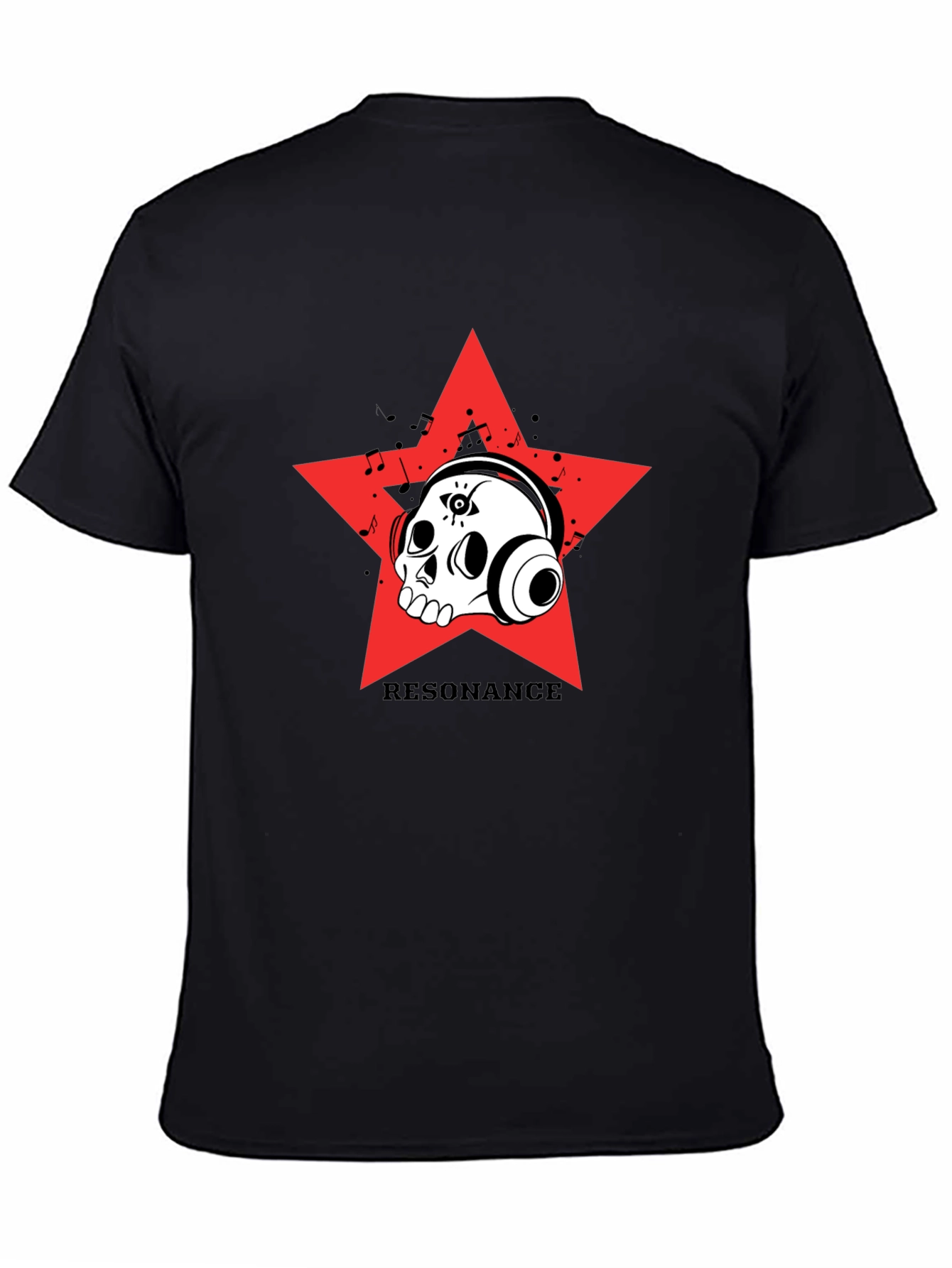 Black Resonance Skull Star Graphic Black T-Shirt view 4