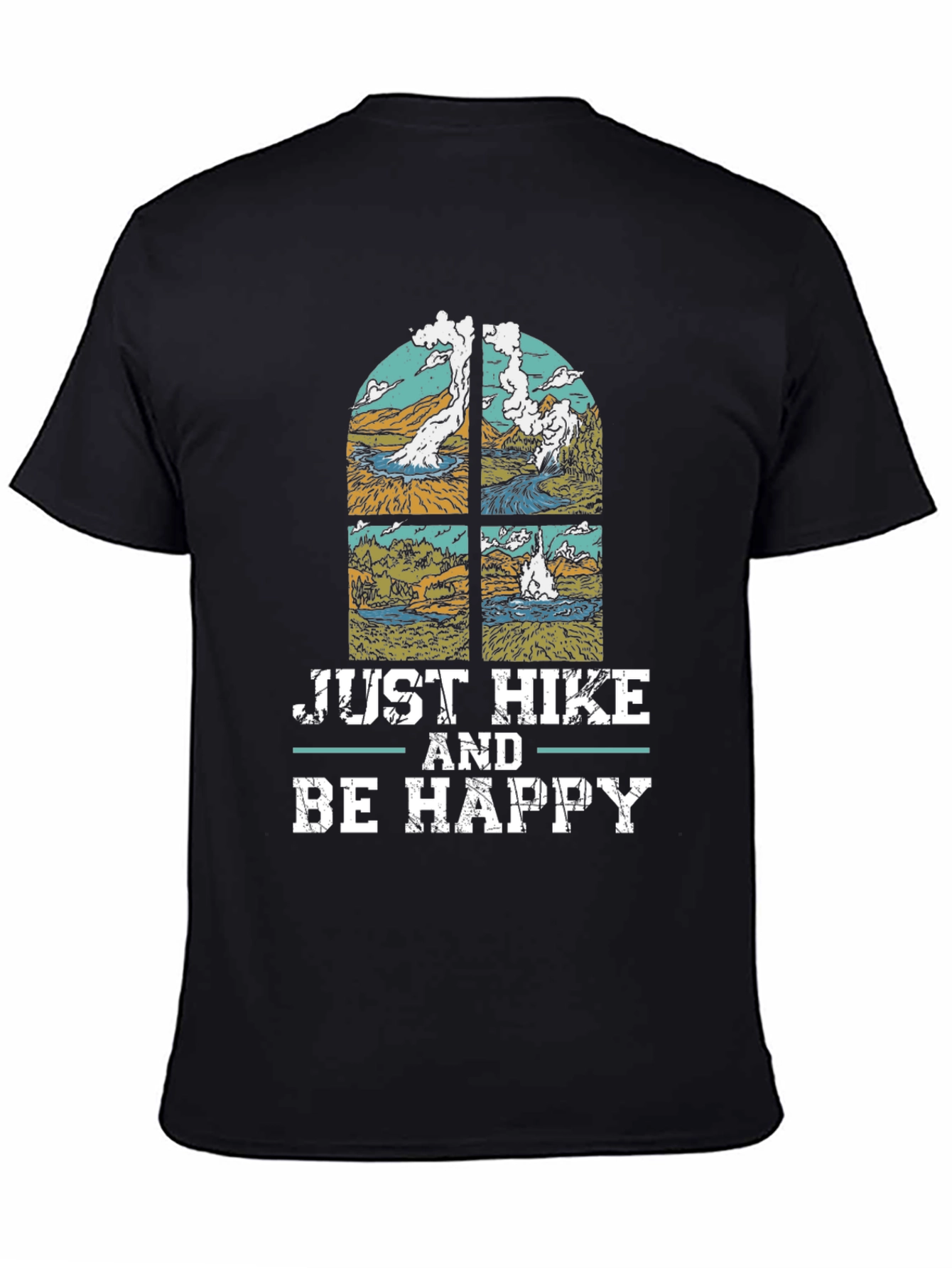 Black Just Hike & Be Happy T-Shirt - Nature Lover's Tee view 4