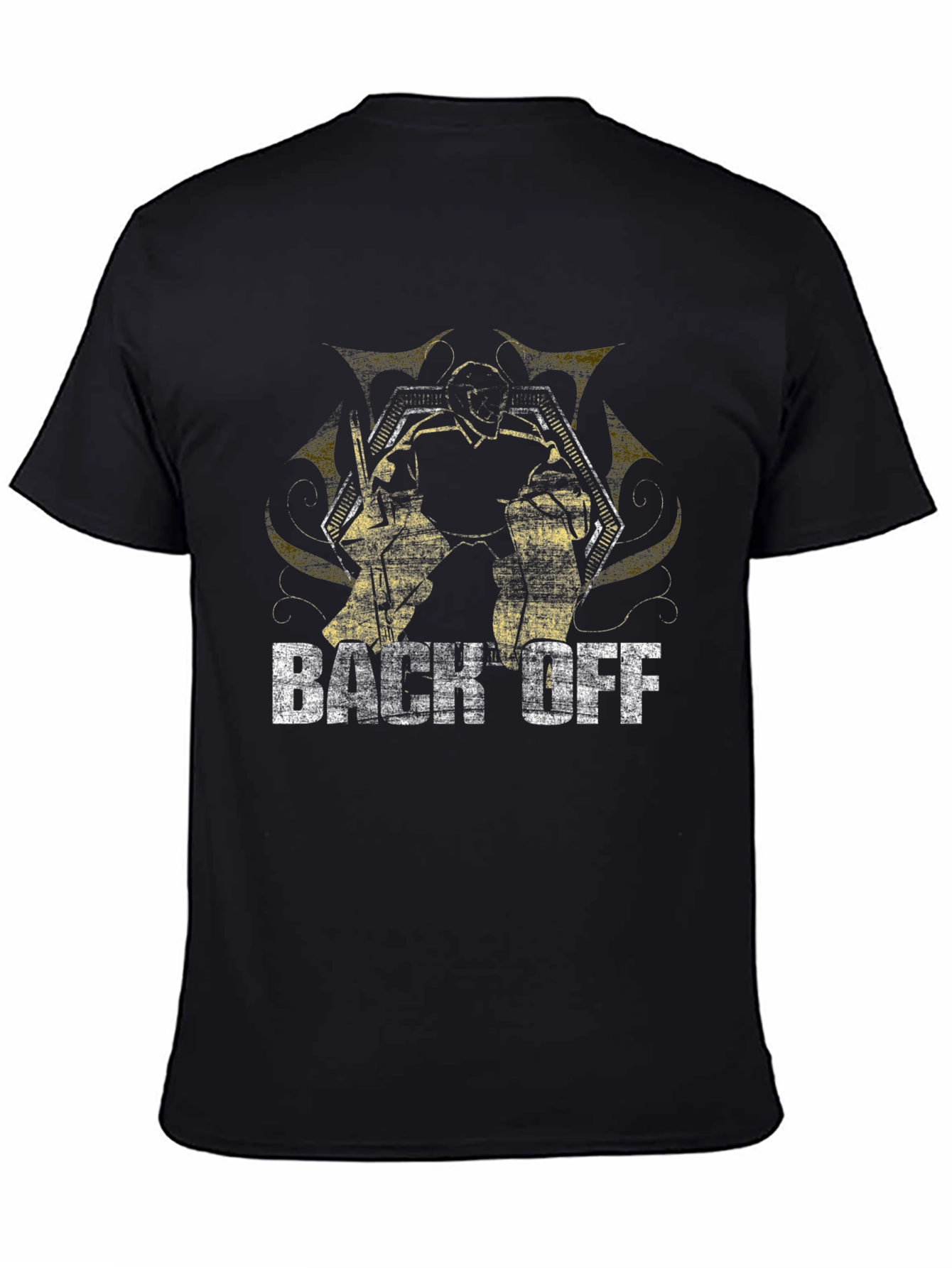 Black Back Off Robot Graphic Tee - Black Crew Neck T-Shirt view 4