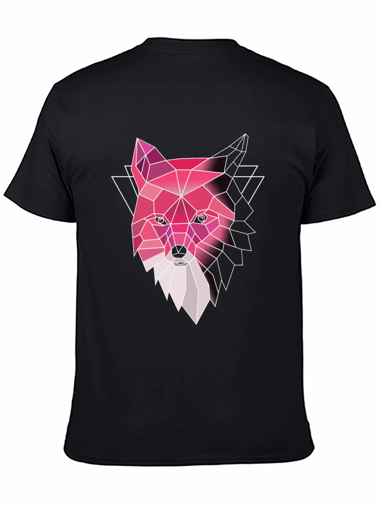 Black Geometric Fox Graphic Tee - Stylish Men's Black T-Shirt view 4