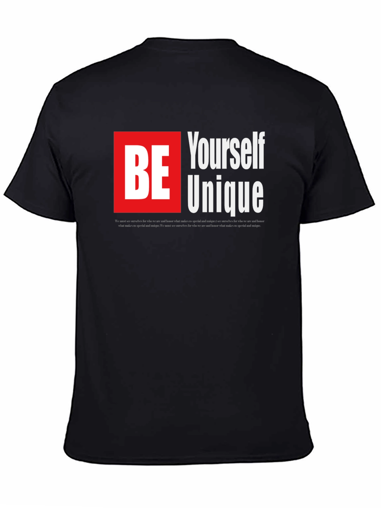 Black Be Yourself Unique Graphic Black T-Shirt view 4