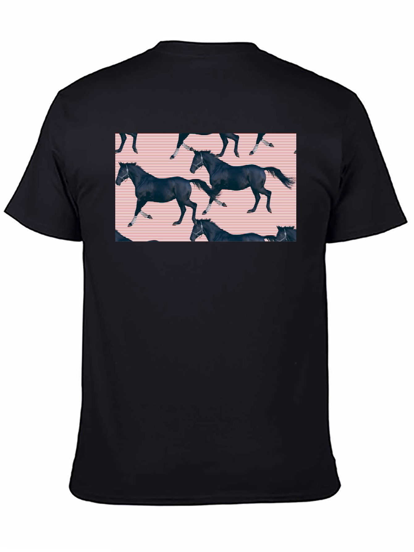 Black Black Horse Pattern T-Shirt view 4