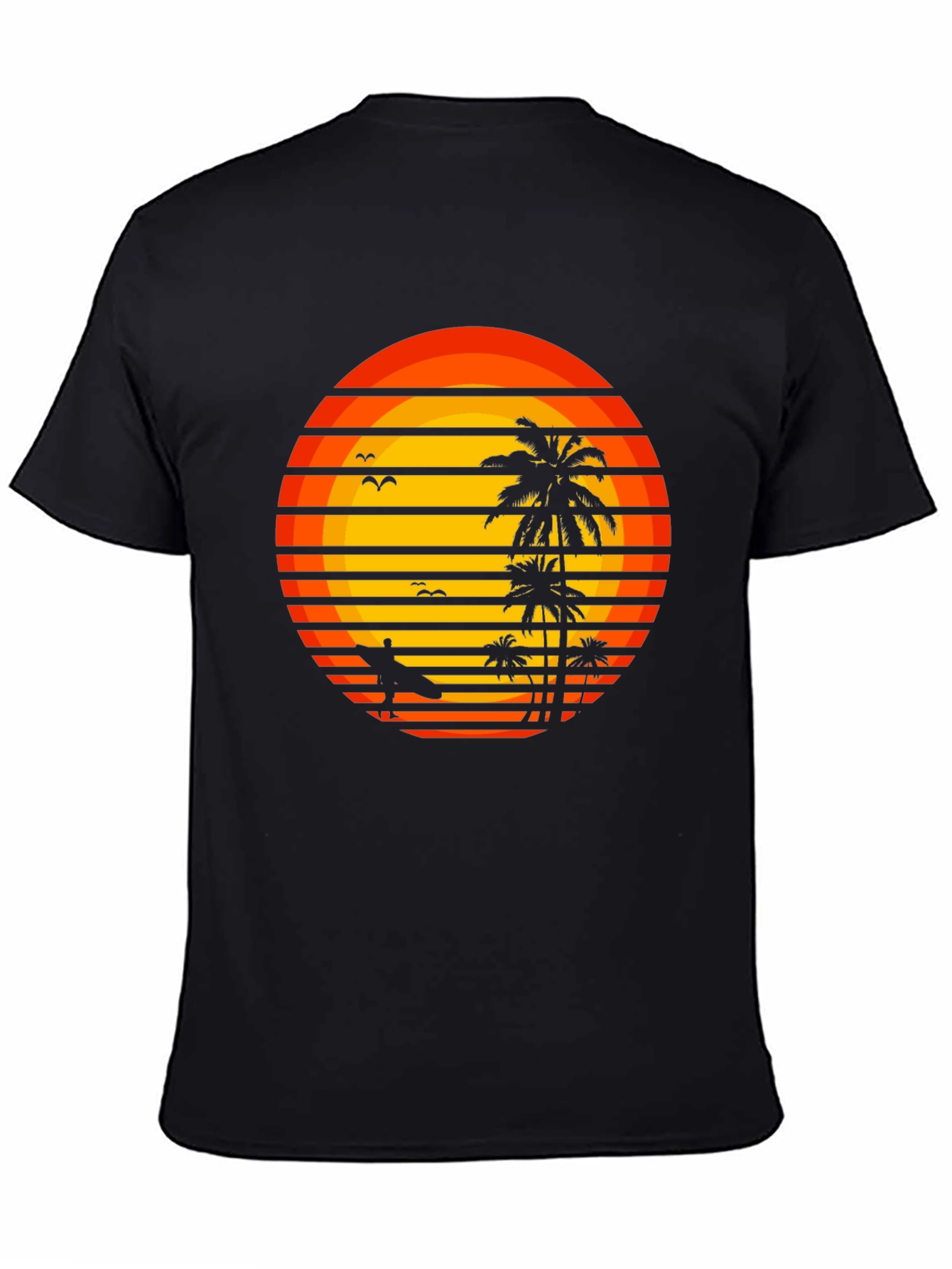 Black Retro Sunset Surfer T-Shirt view 4