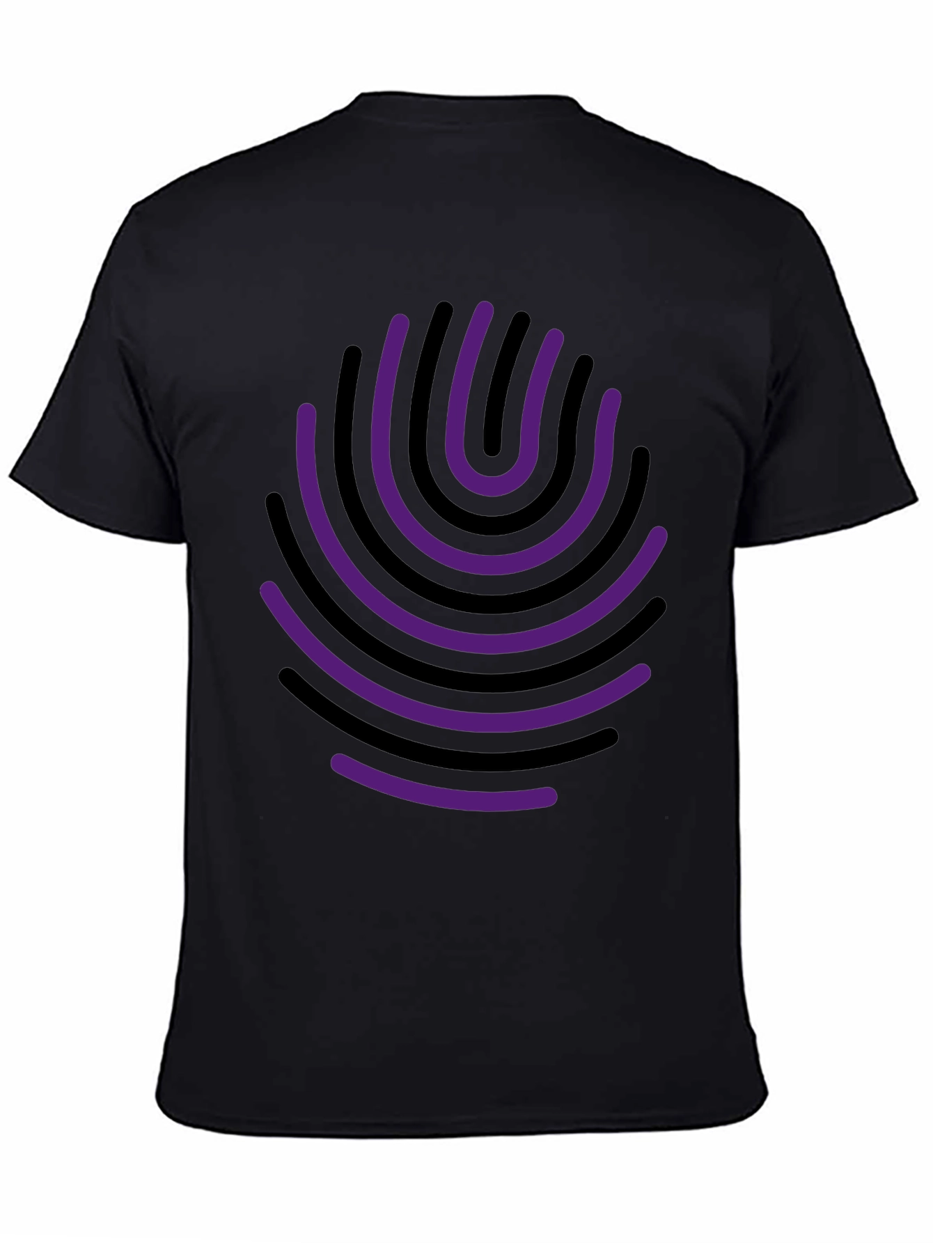 Black Abstract Fingerprint Graphic Tee - Black Cotton Blend view 4