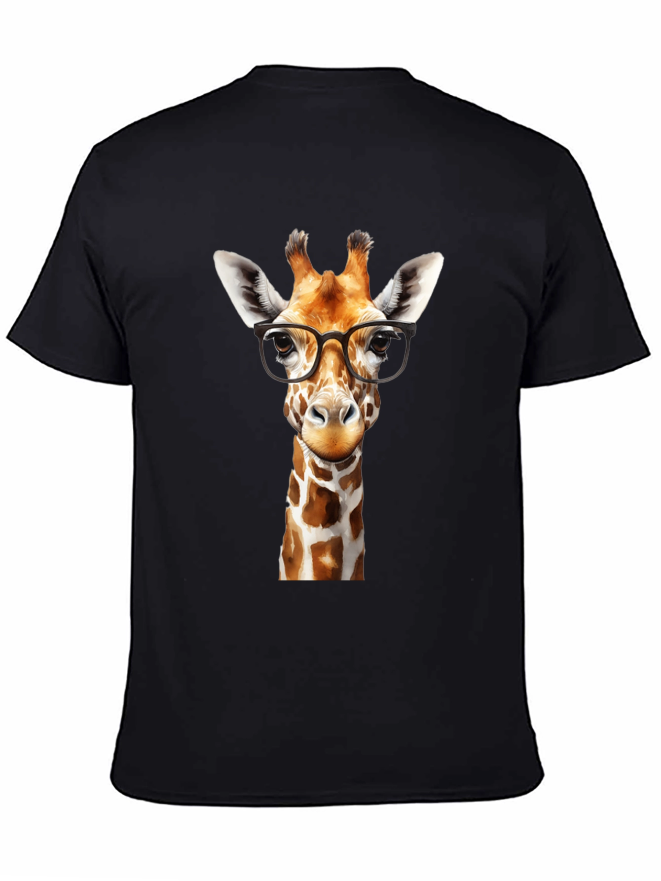 Black Giraffe with Glasses Black Graphic Tee view 4
