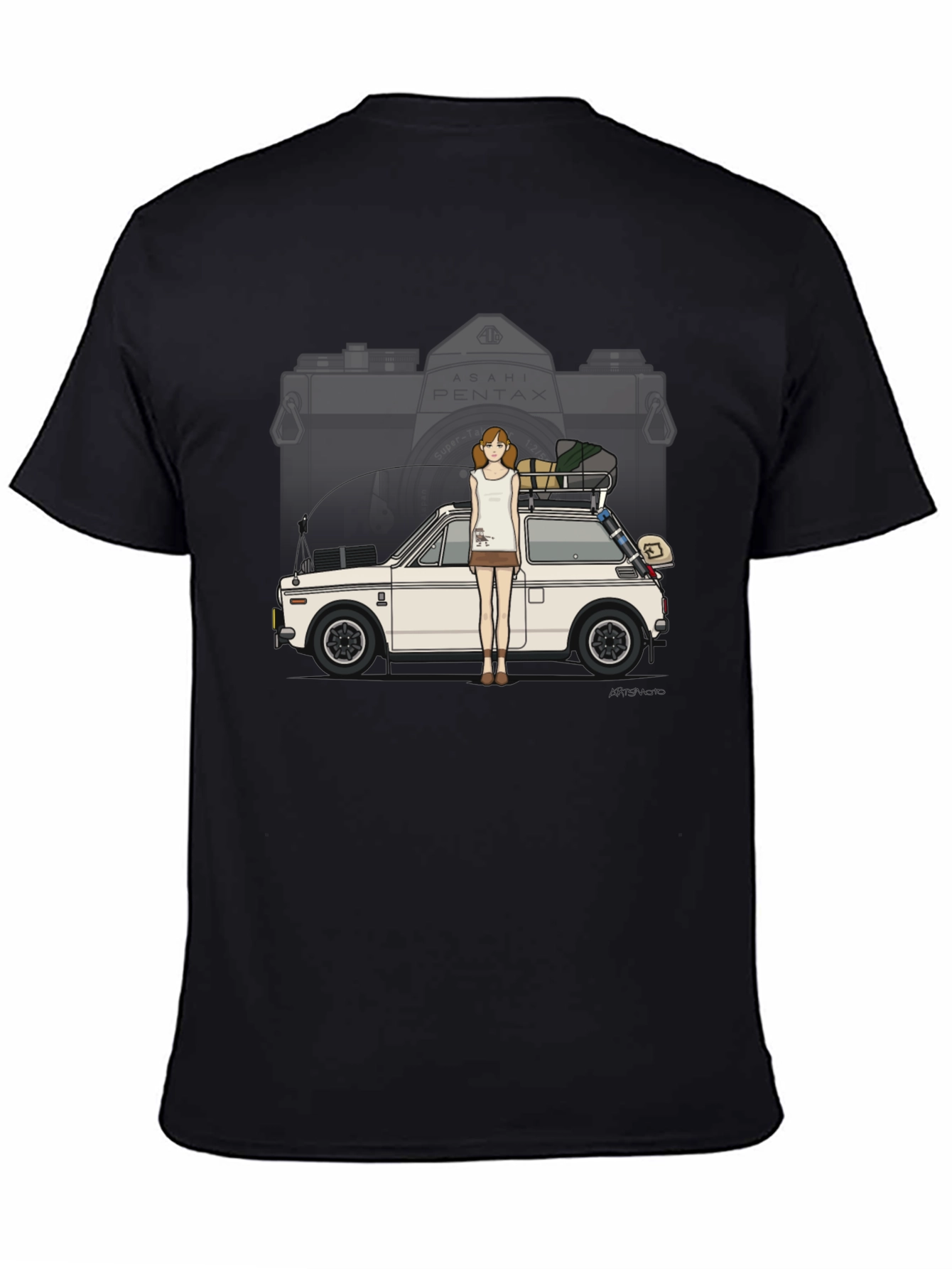 Black Vintage Camera Car T-Shirt - Retro Style view 4