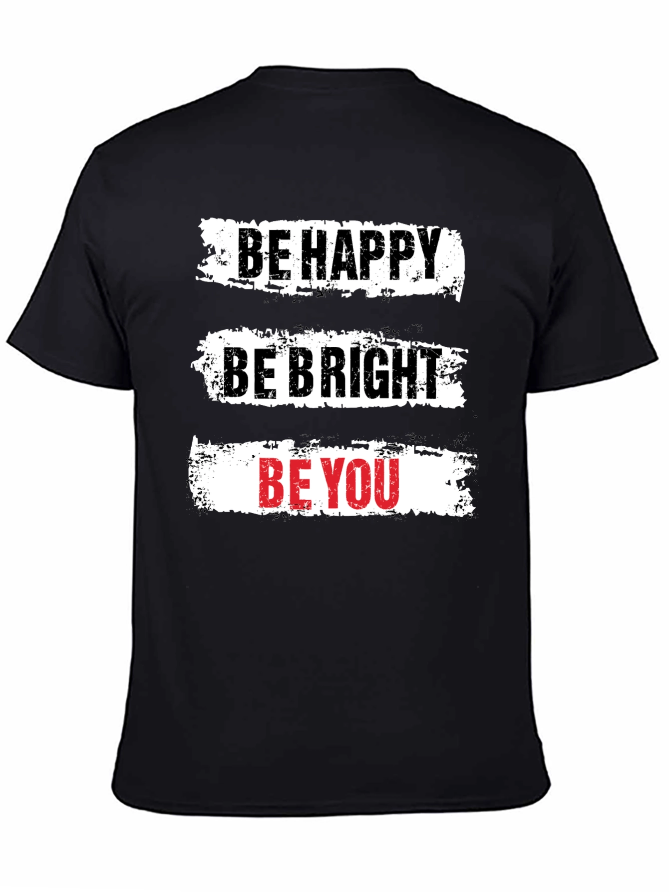 Black Be Happy T-Shirt - Motivational Graphic Tee view 4